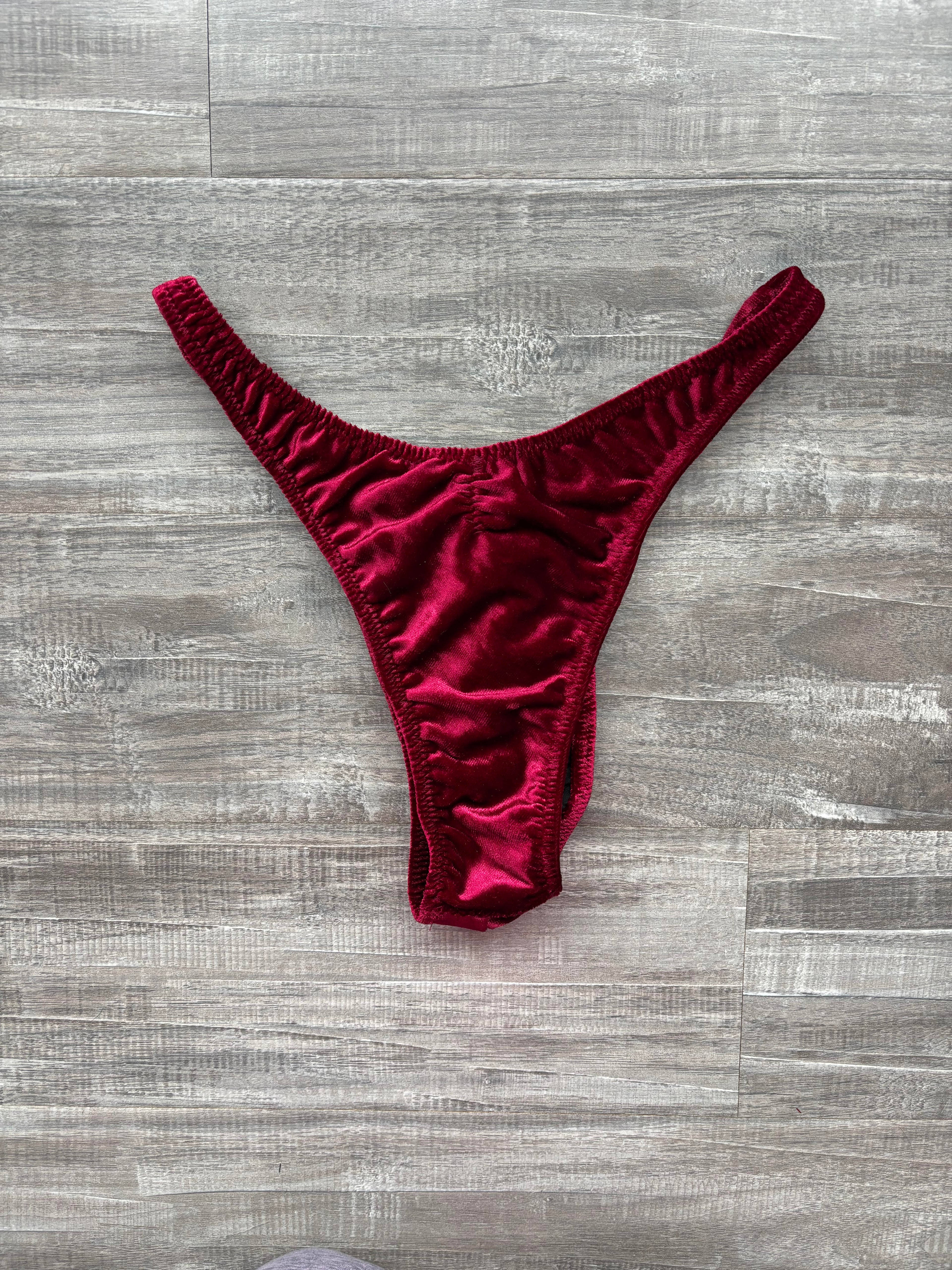 Custom Men's Bodybuilding Competition Trunks - Burgundy Velvet