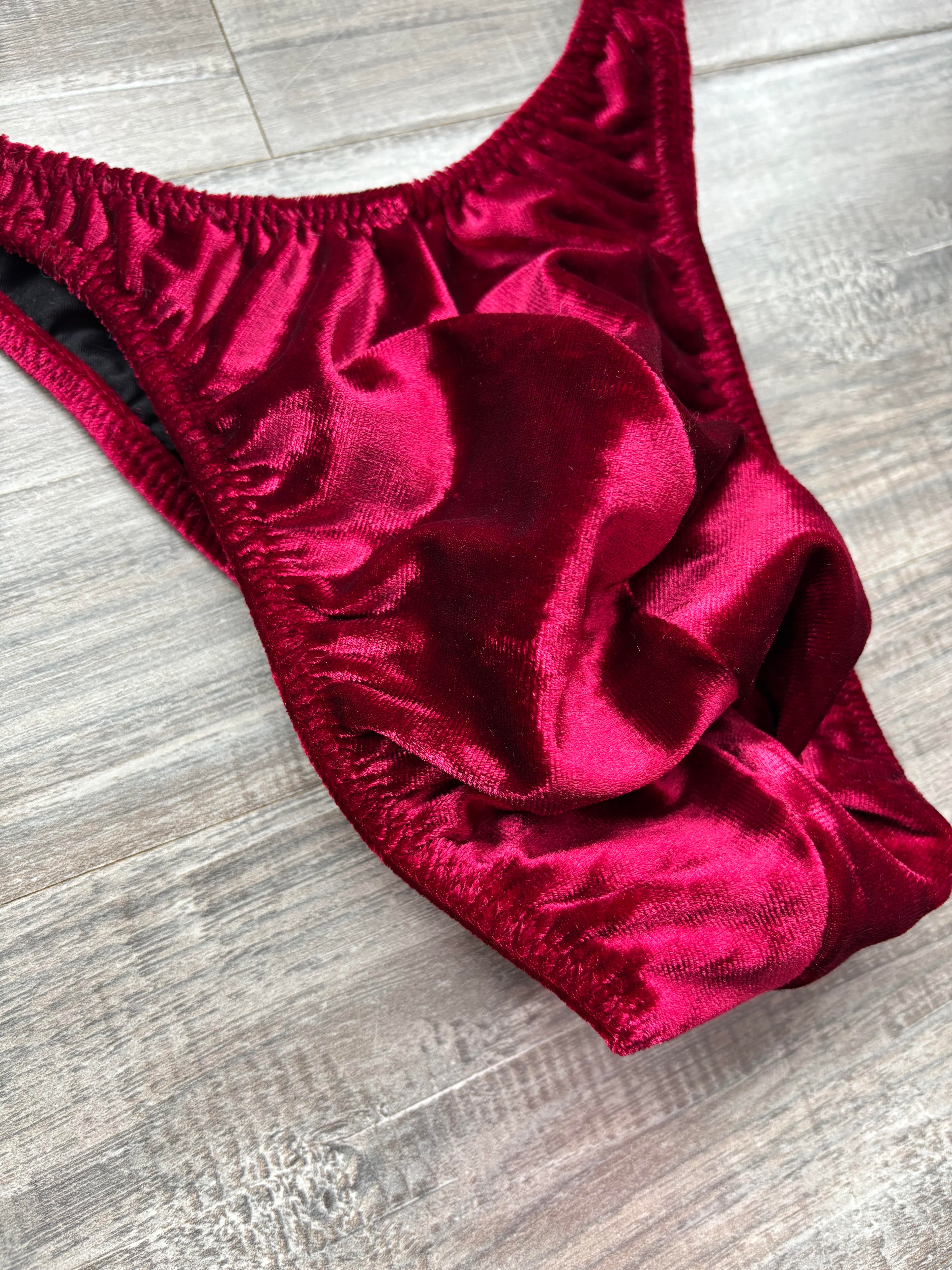 Custom Men's Bodybuilding Competition Trunks - Burgundy Velvet