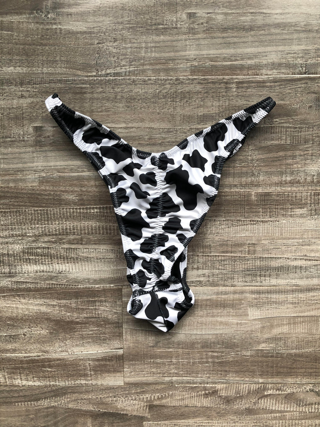 Custom Men's Bodybuilding Competition Trunks - Black & White Cow Print