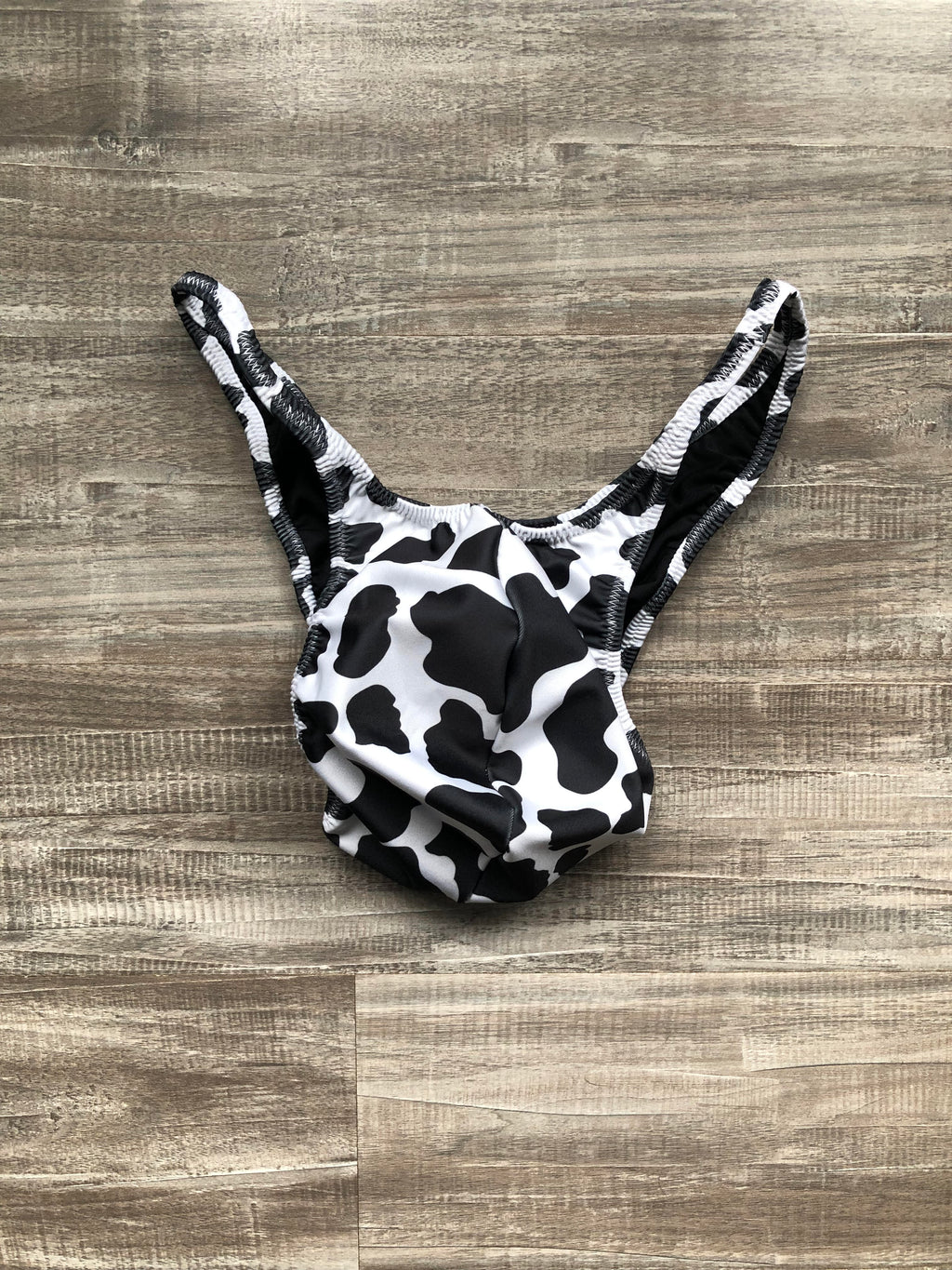 Custom Men's Bodybuilding Competition Trunks - Black & White Cow Print