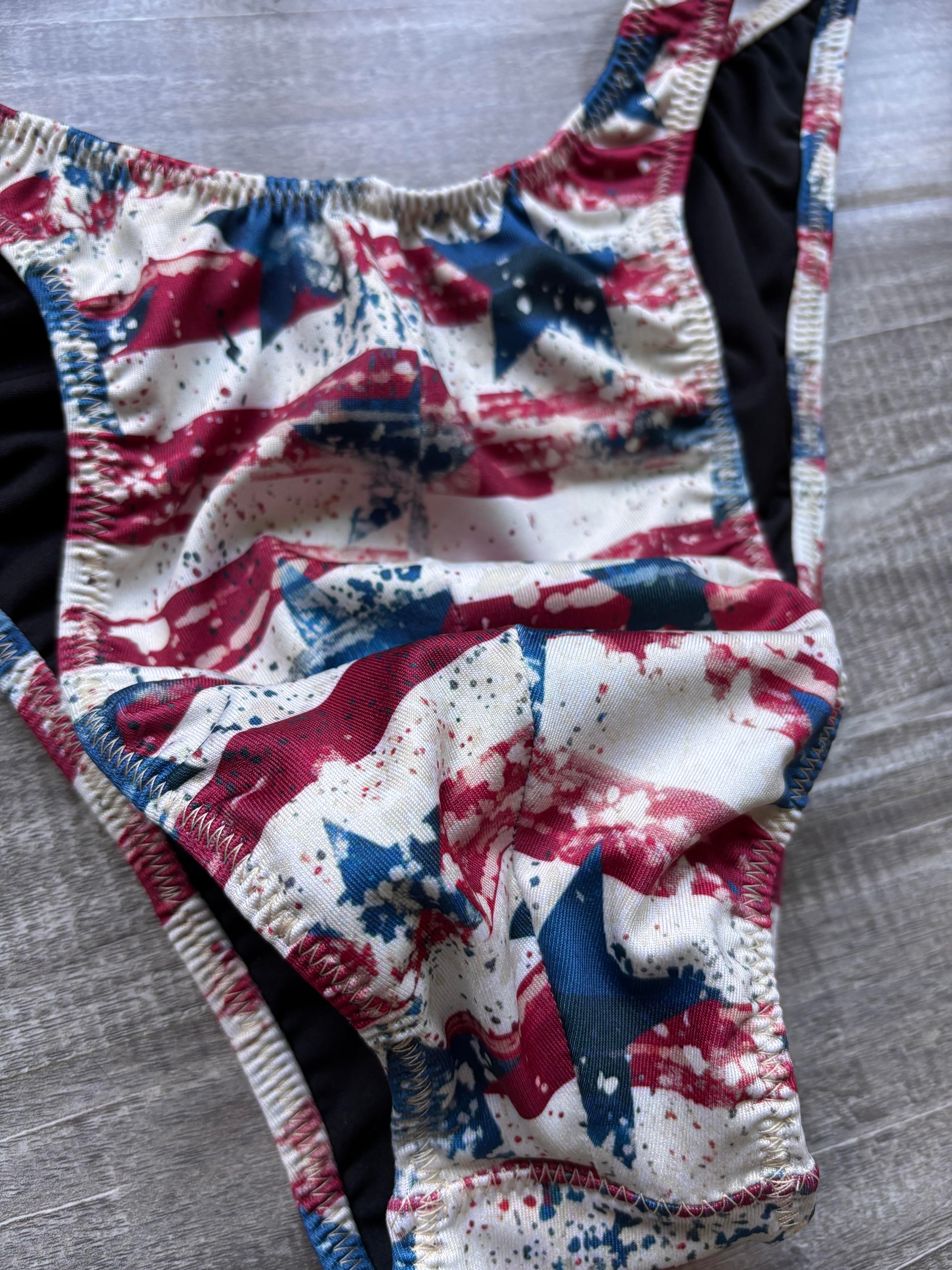 Custom Men's Bodybuilding Competition Trunks - Distressed American Flag