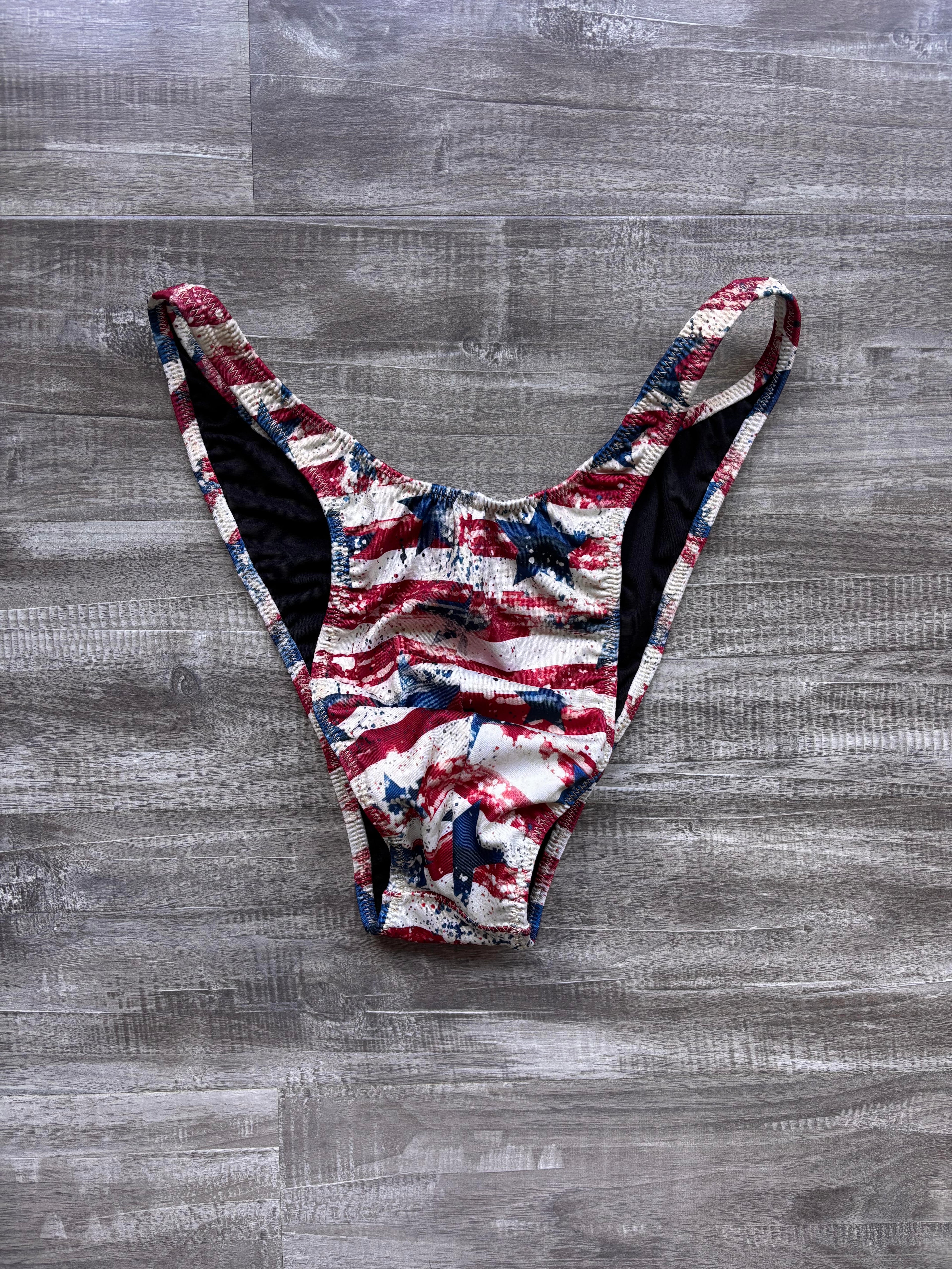 Custom Men's Bodybuilding Competition Trunks - Distressed American Flag