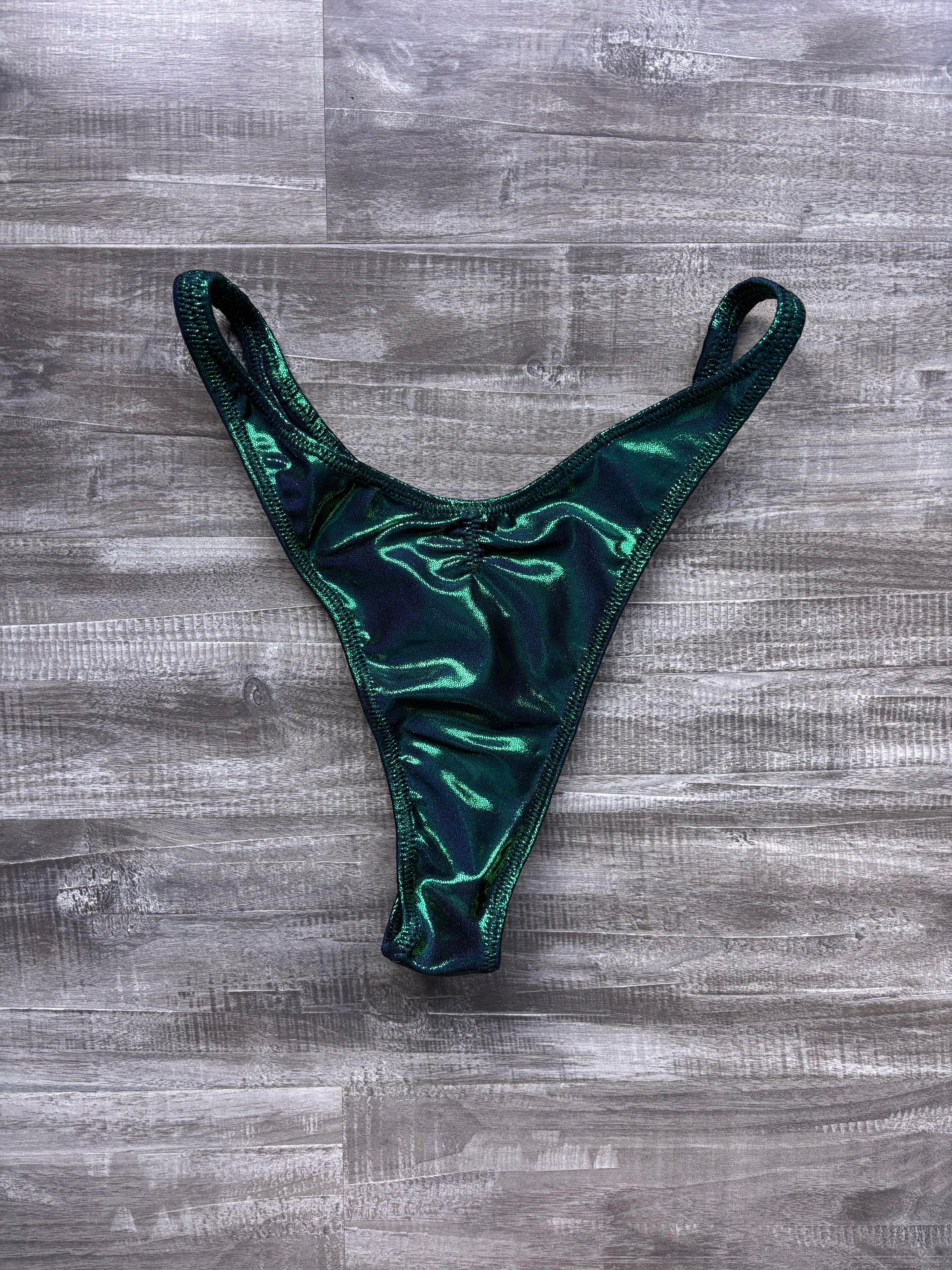 Custom Men's Bodybuilding Competition Trunks - Emerald Navy Shimmer