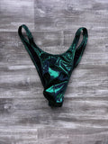 Custom Men's Bodybuilding Competition Trunks - Emerald Navy Shimmer