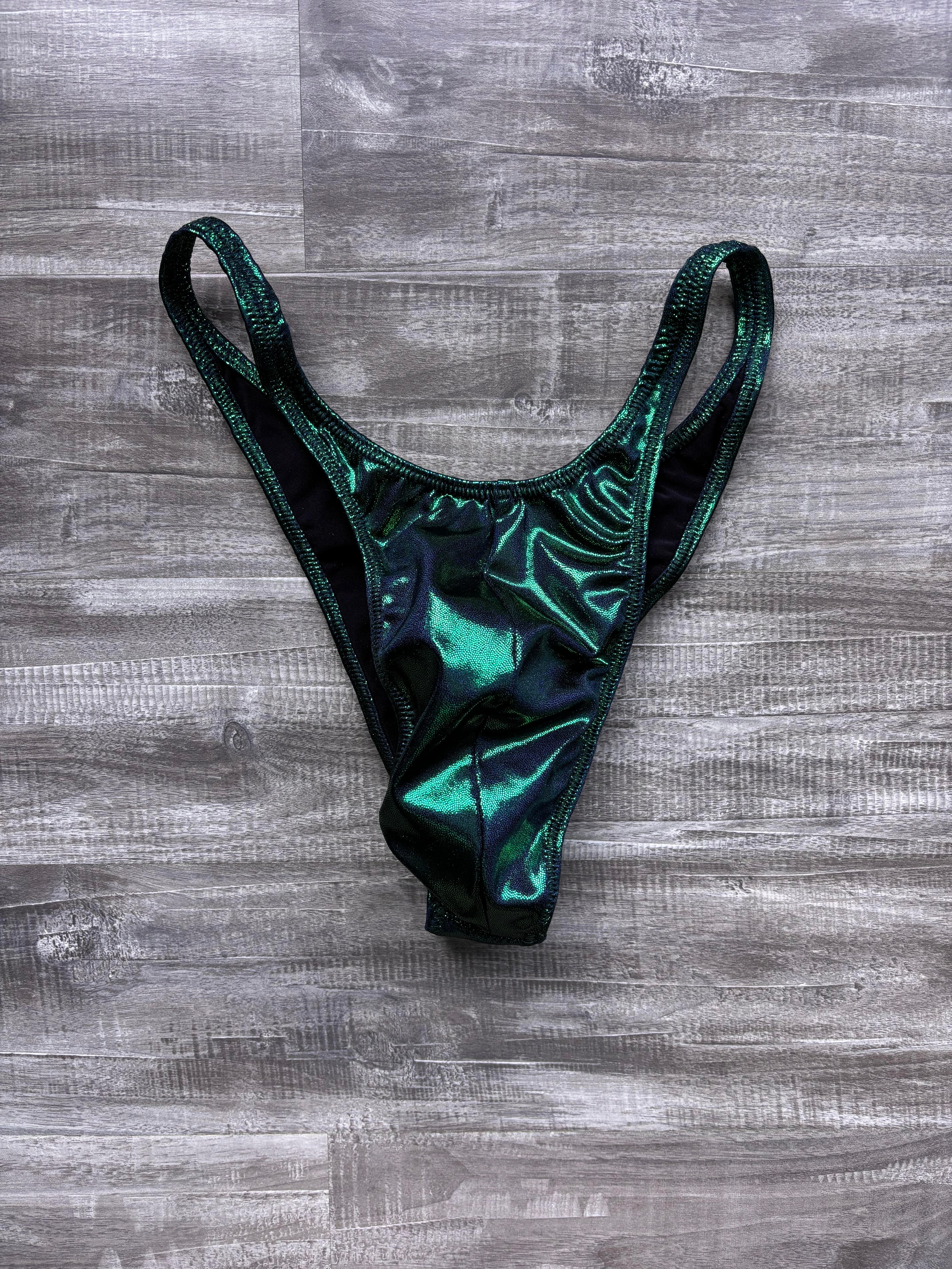 Custom Men's Bodybuilding Competition Trunks - Emerald Navy Shimmer