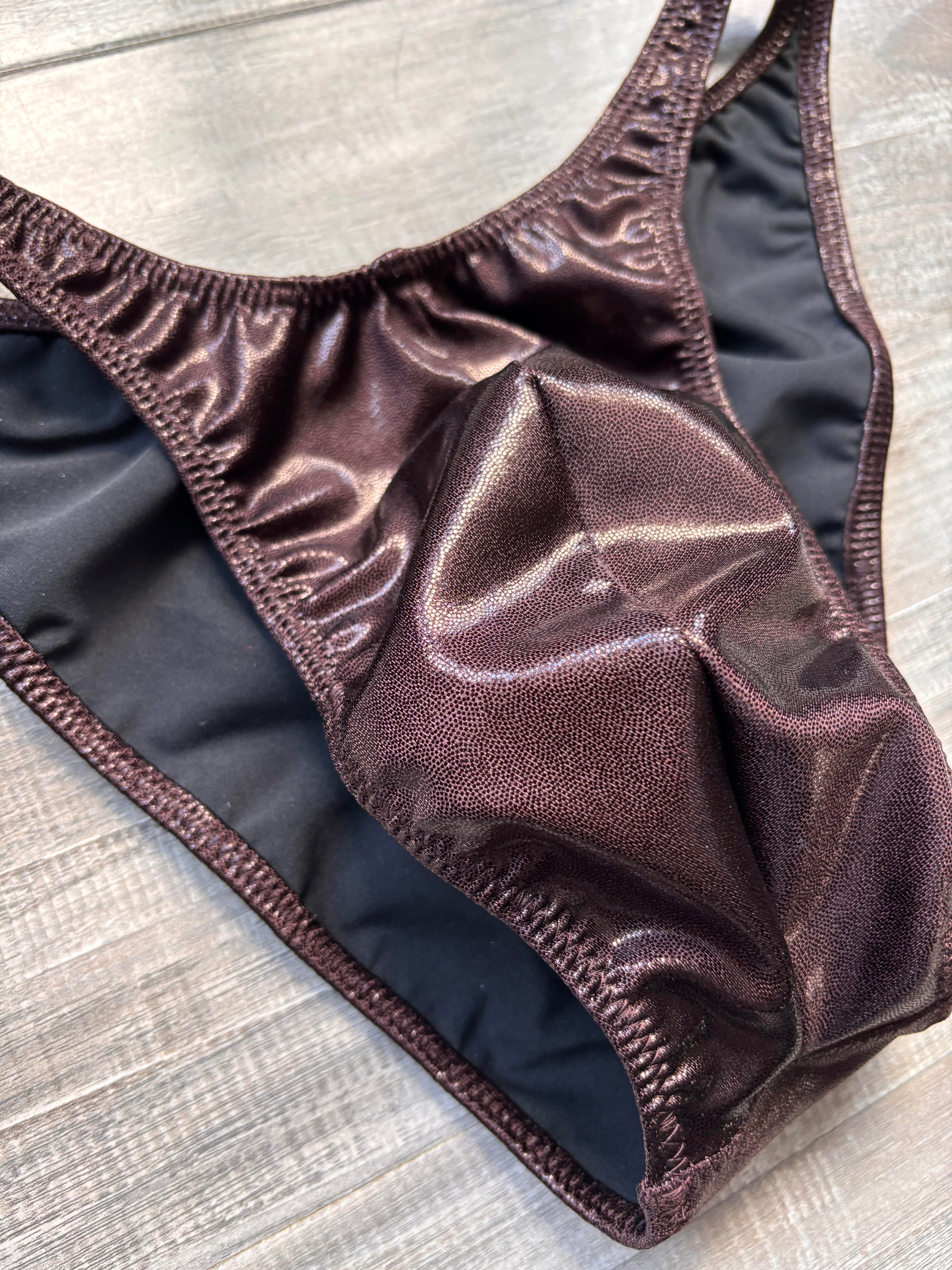 Custom Men's Bodybuilding Competition Trunks - Espresso Shimmer
