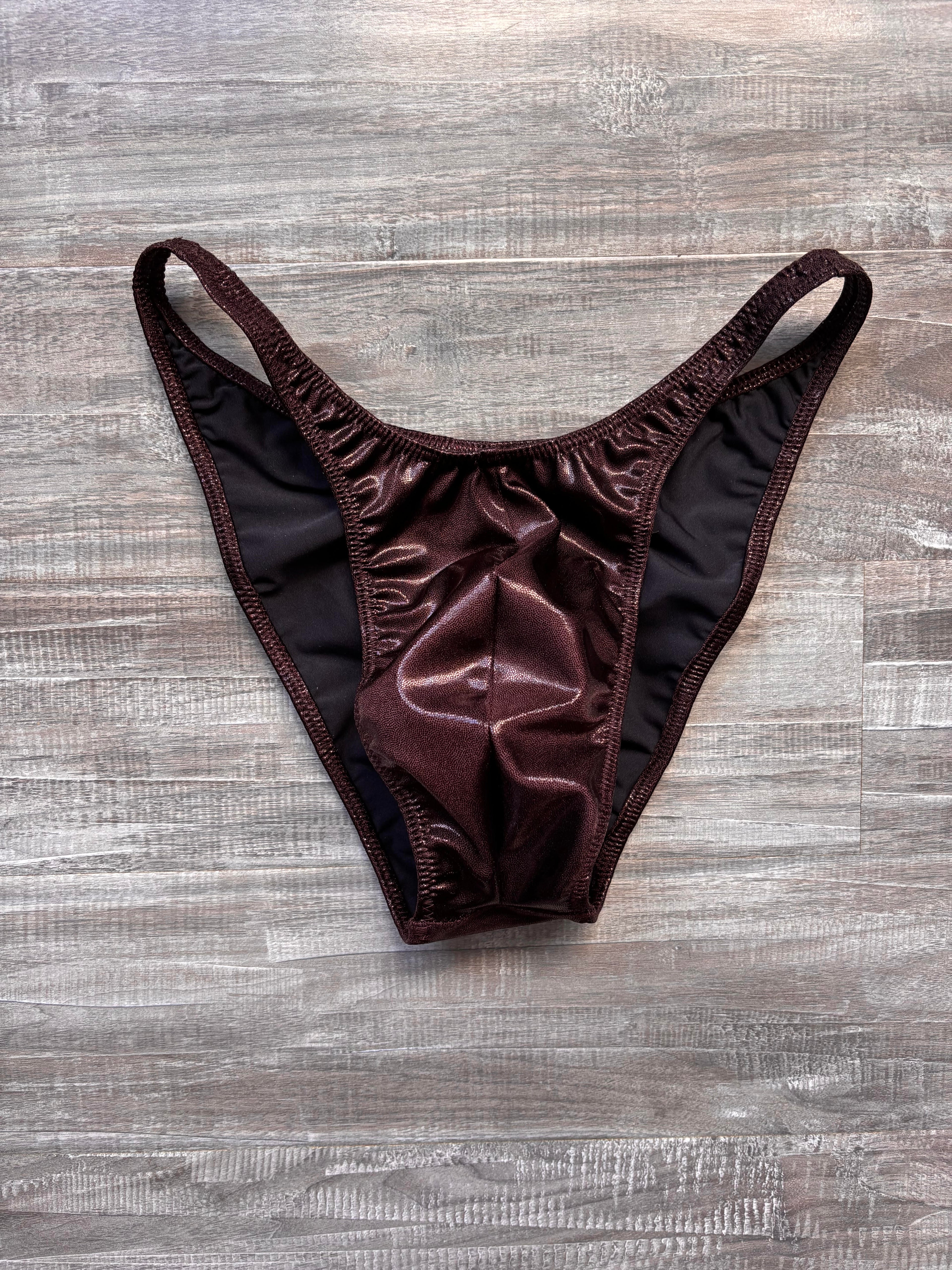 Custom Men's Bodybuilding Competition Trunks - Espresso Shimmer