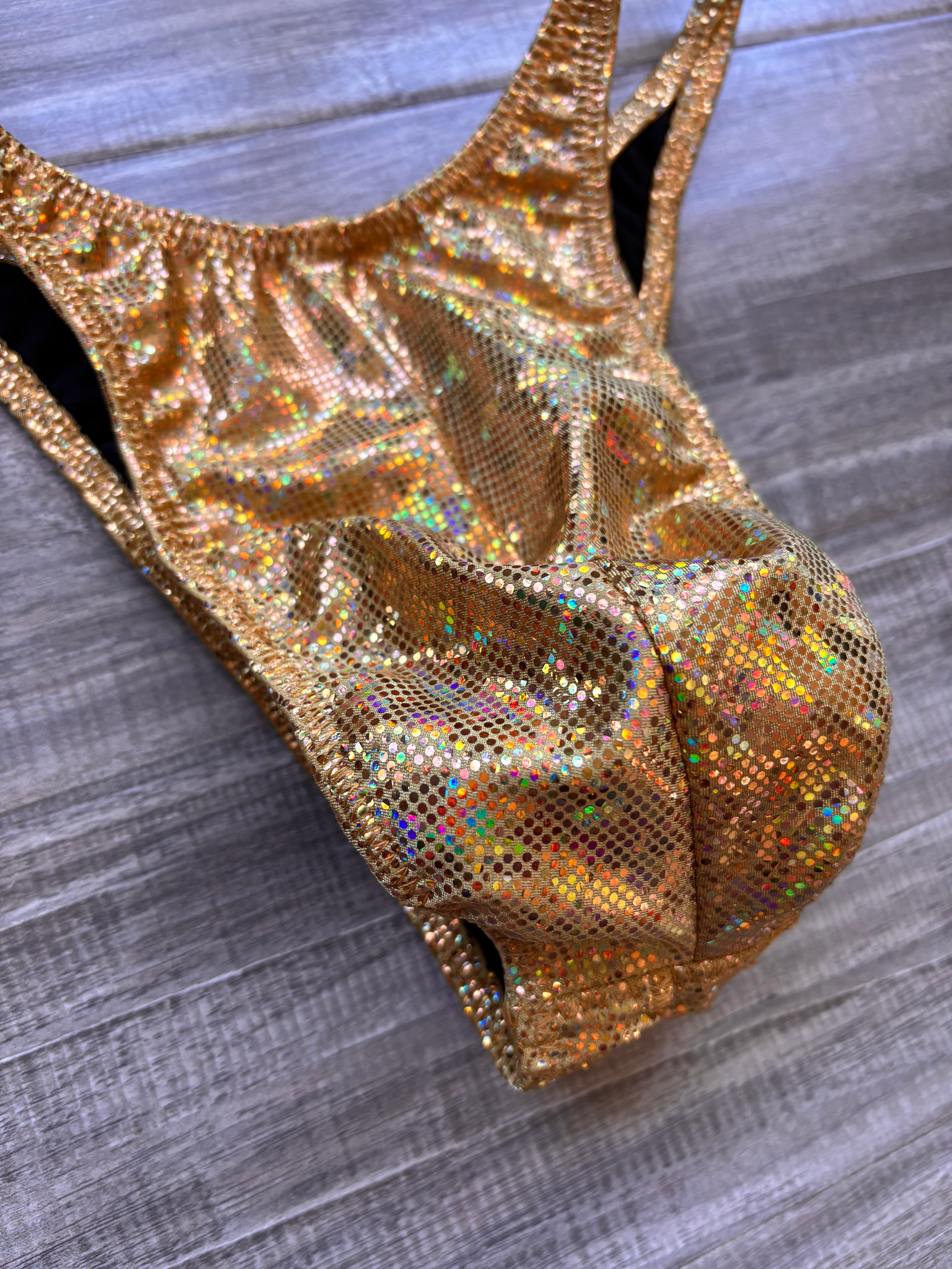Custom Men's Bodybuilding Competition Trunks - Gold