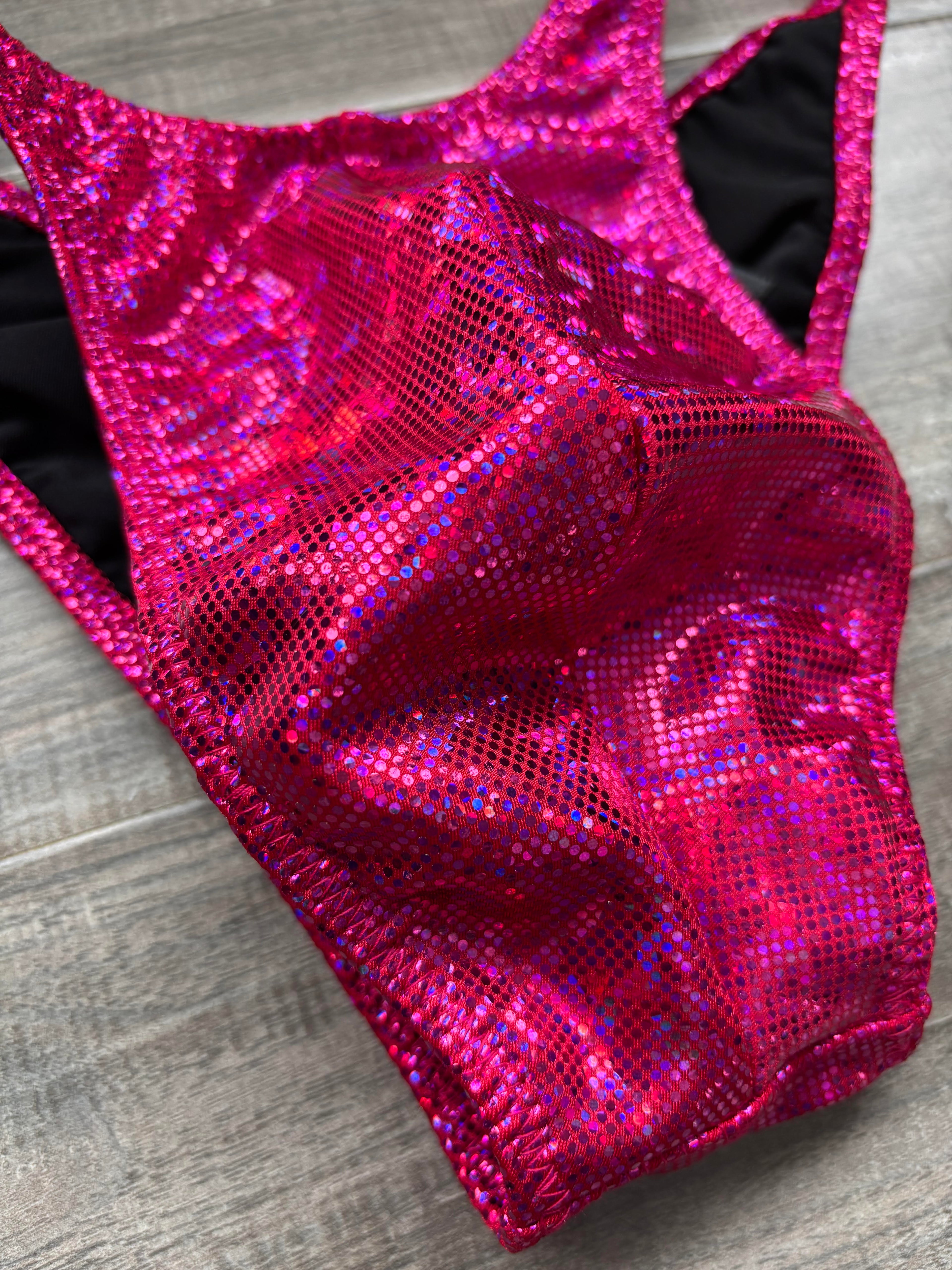 Custom Men's Bodybuilding Competition Trunks - Hot Pink