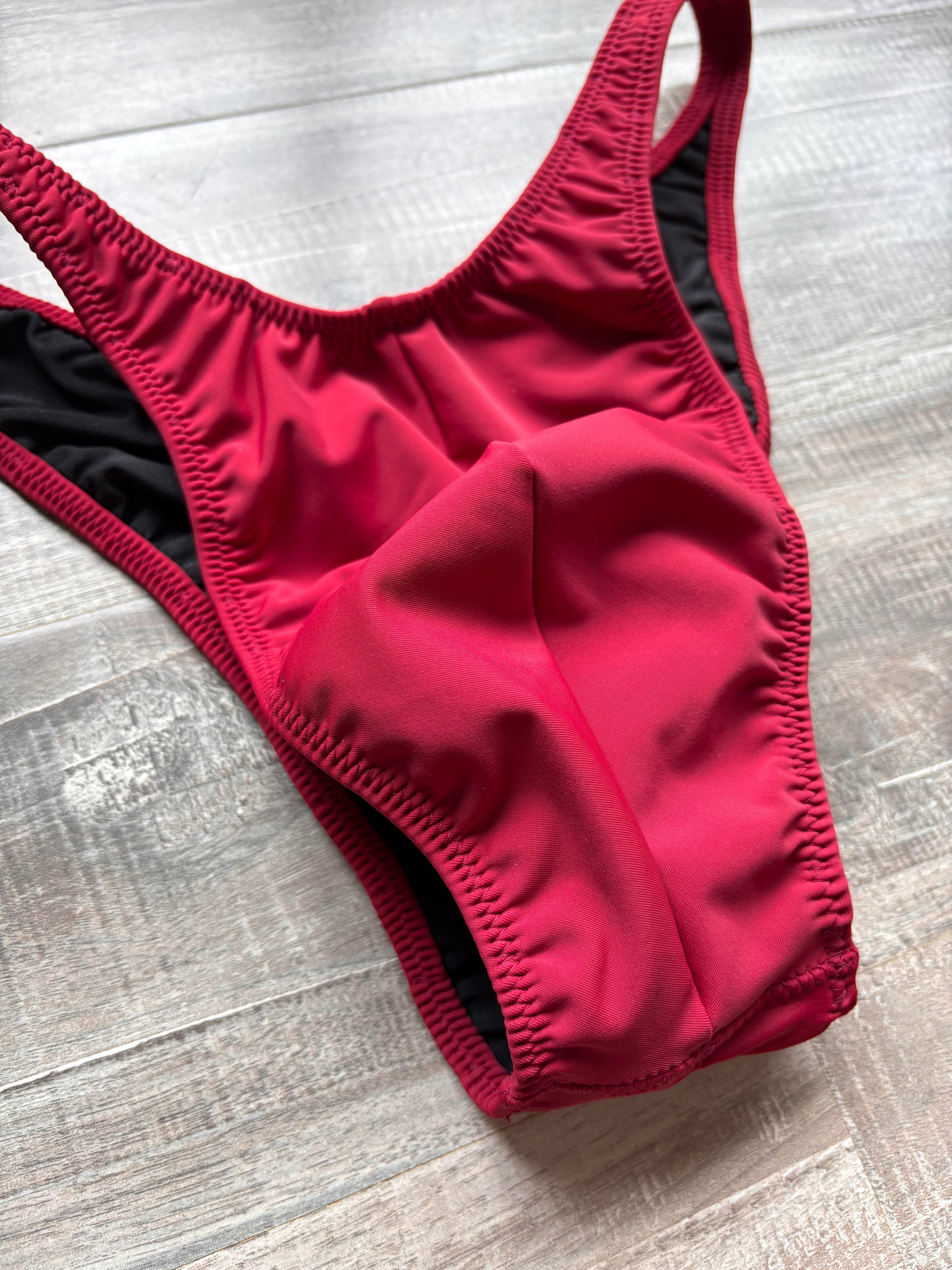 Custom Men's Bodybuilding Competition Trunks - Matte Maroon