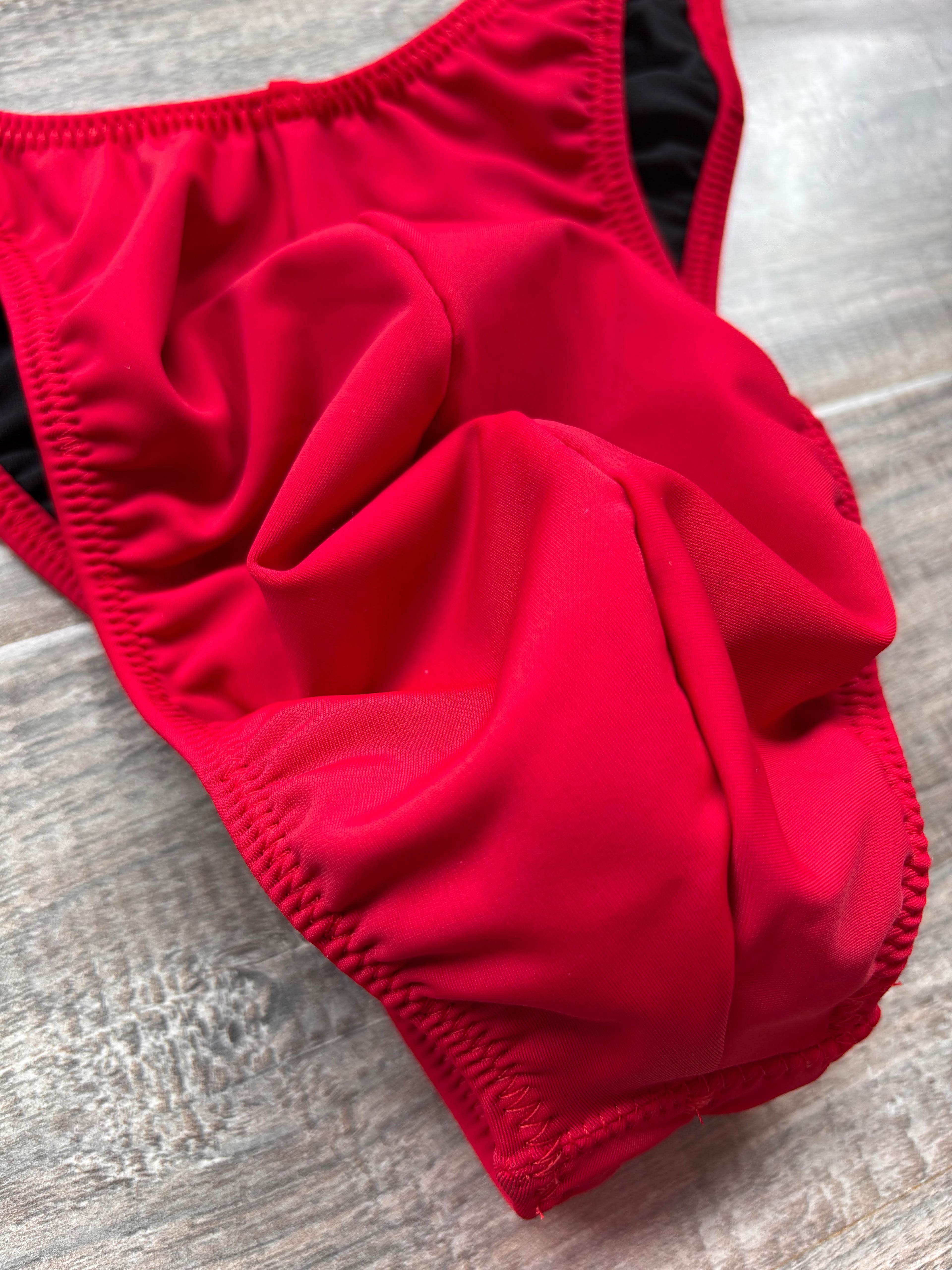 Custom Men's Bodybuilding Competition Trunks - Matte Red