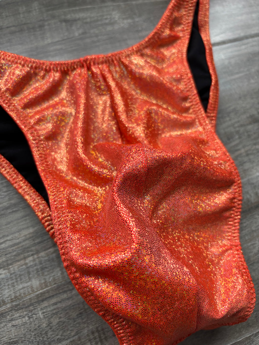 Custom Men's Bodybuilding Competition Trunks - Orange Shimmer