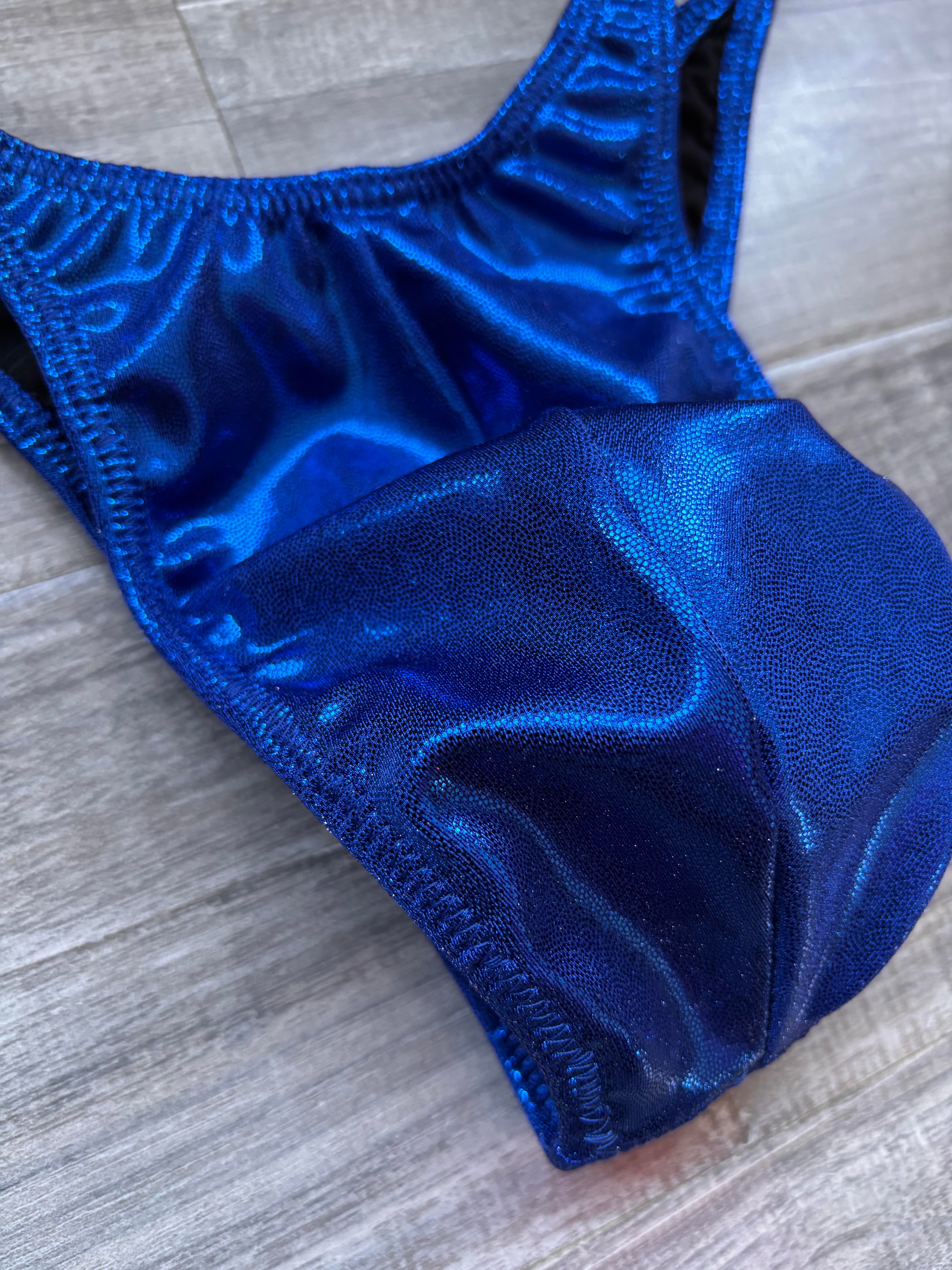 Custom Men's Bodybuilding Competition Trunks - Royal Blue Shimmer