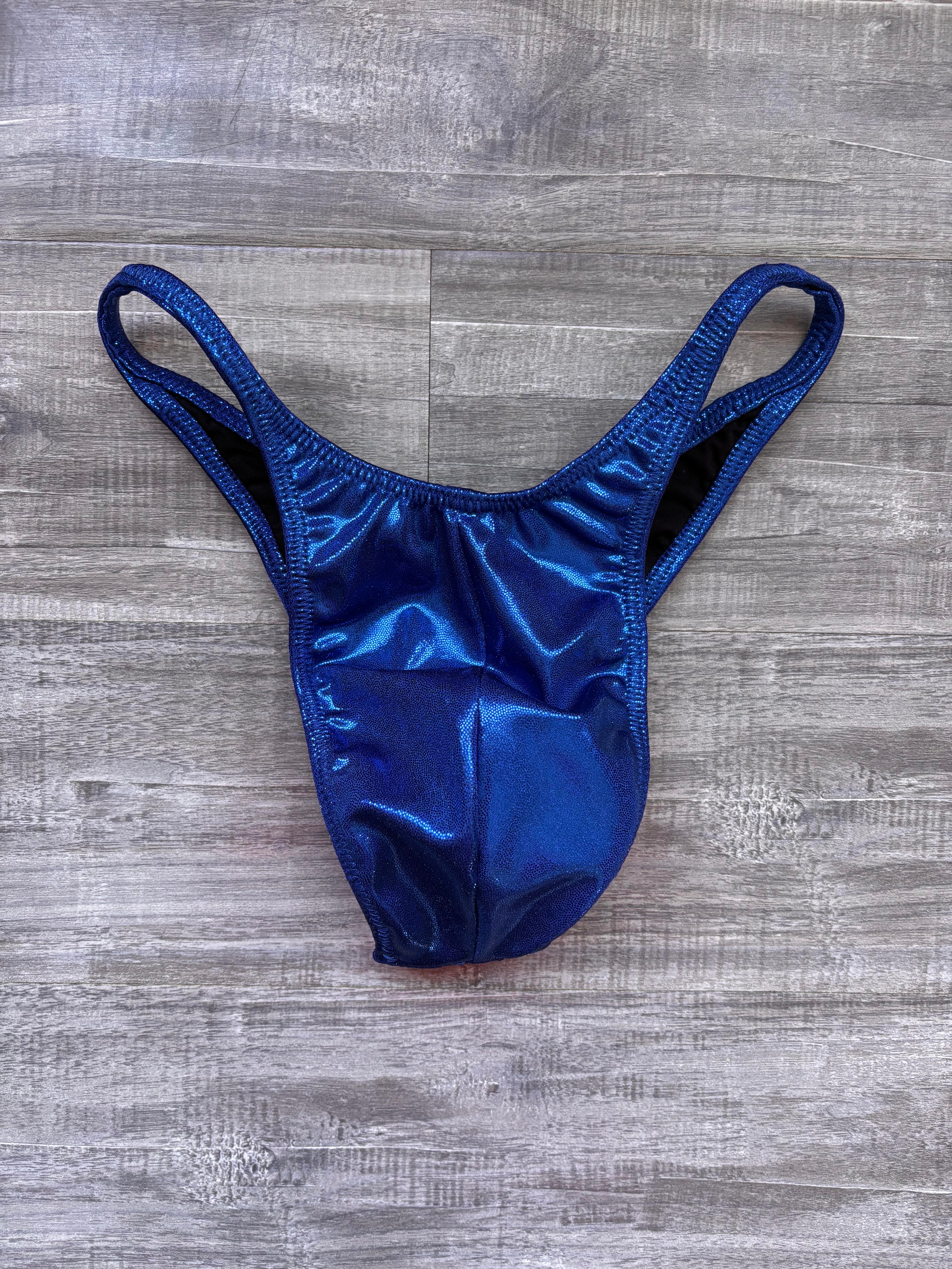 Custom Men's Bodybuilding Competition Trunks - Royal Blue Shimmer