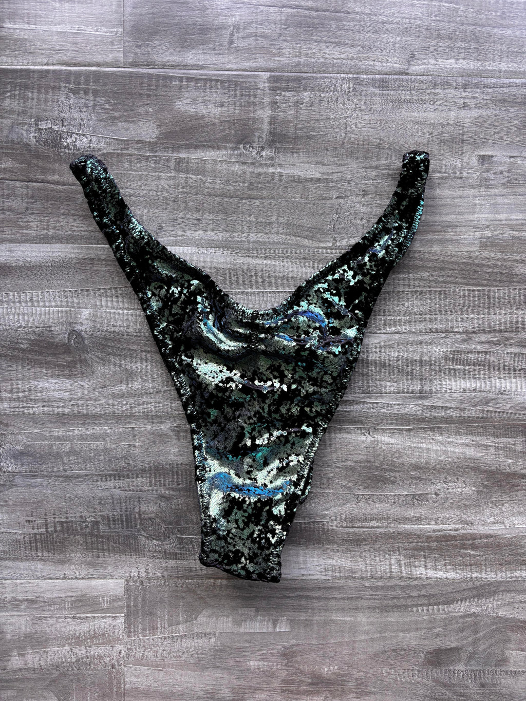 Custom Men's Bodybuilding Competition Trunks - Teal Distressed Velvet
