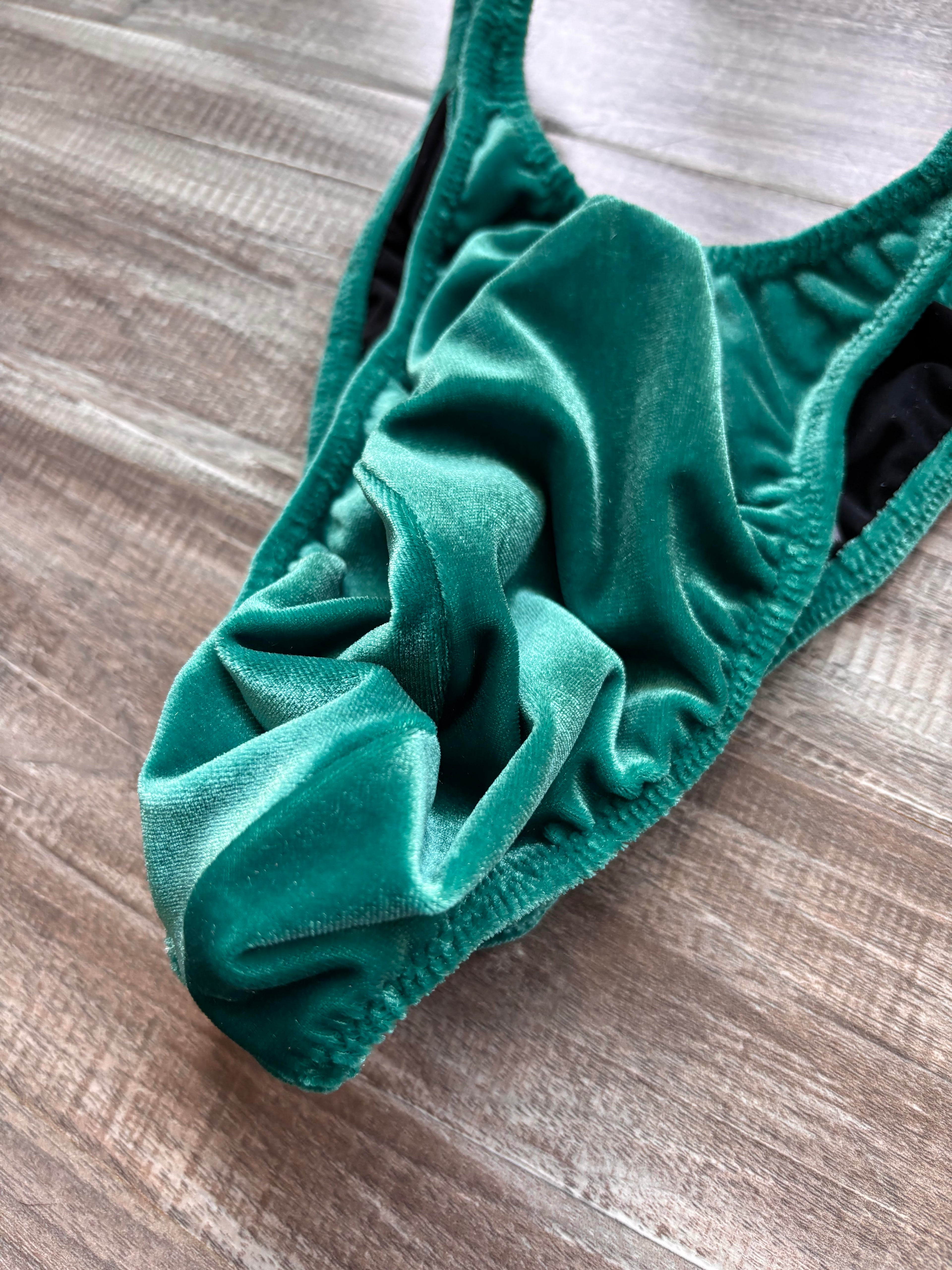 Custom Men's Bodybuilding Competition Trunks - Teal Velvet