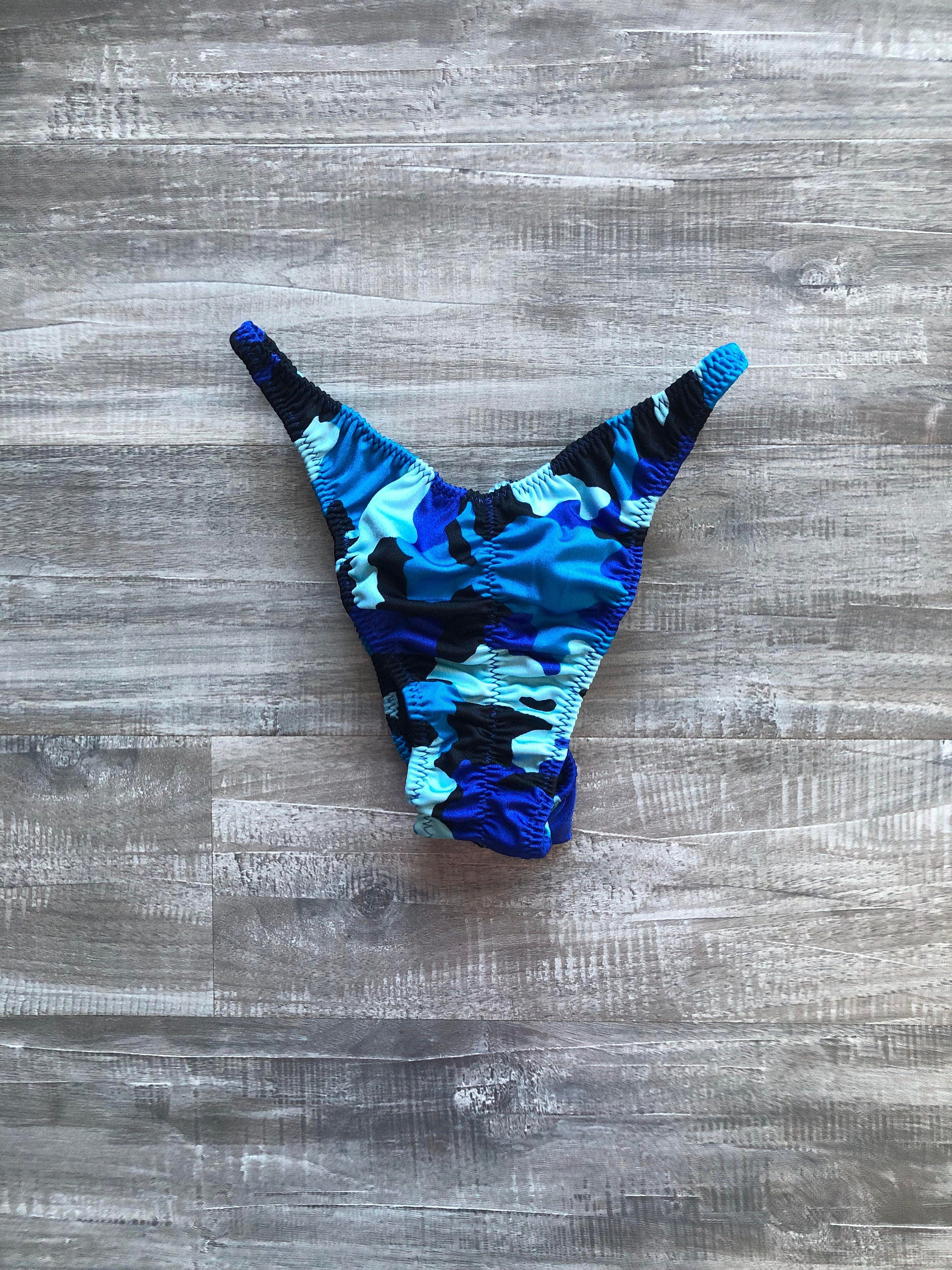 Custom Men's Bodybuilding Competition Trunks - Blue Camo