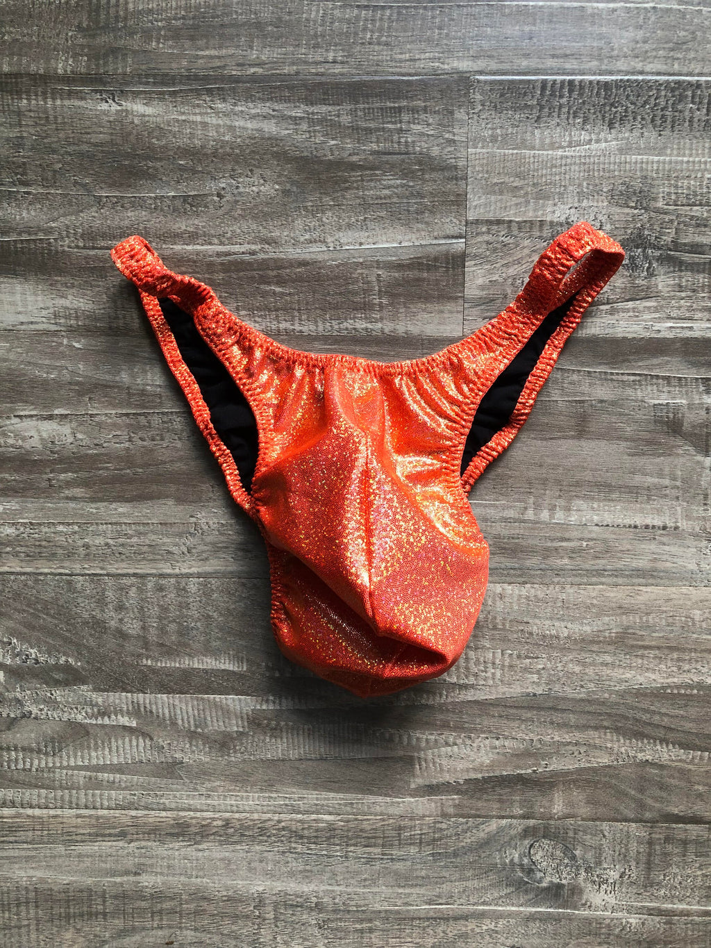 Custom Men's Bodybuilding Competition Trunks - Orange Shimmer