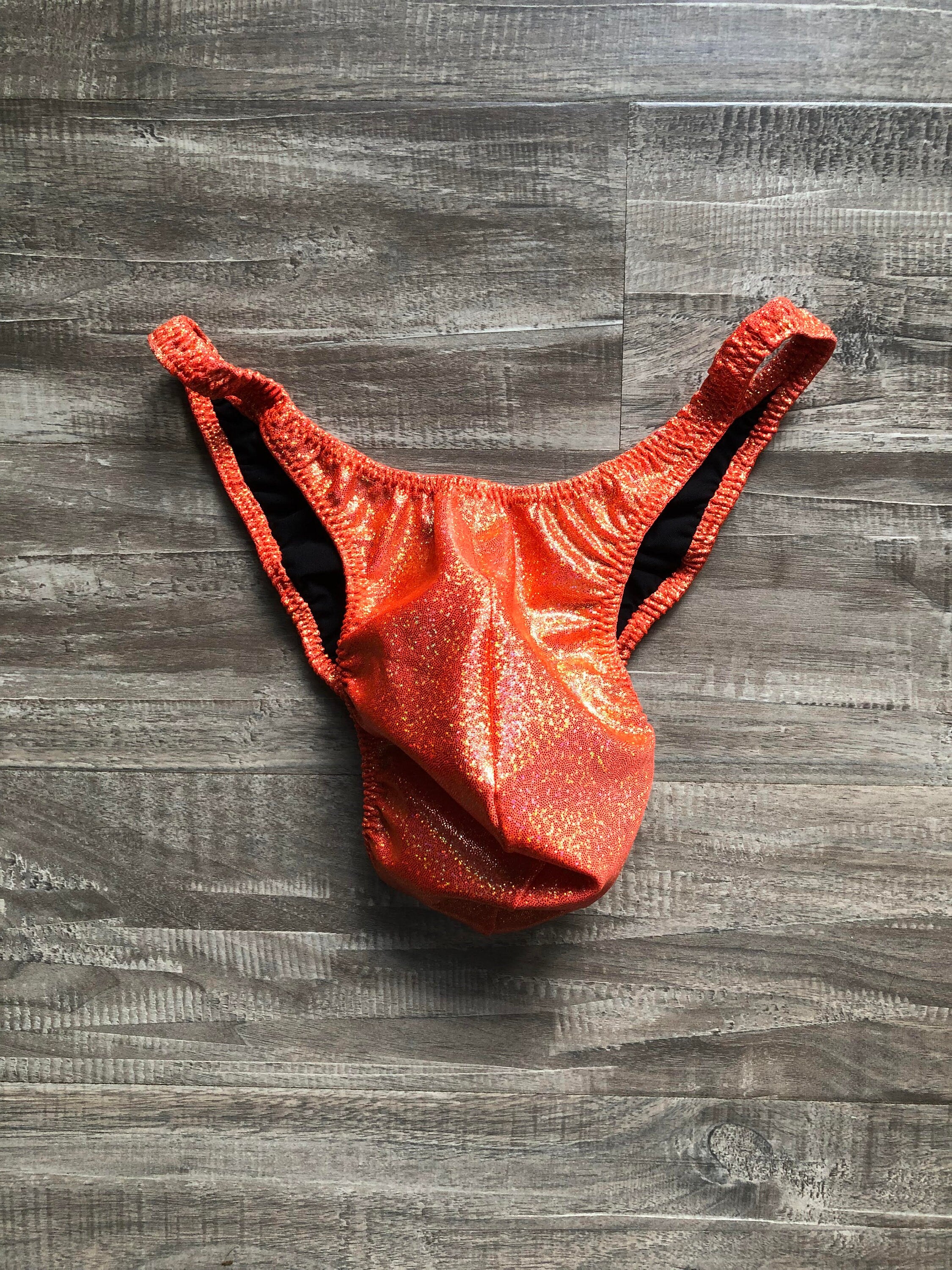 Custom Men's Bodybuilding Competition Trunks - Orange Shimmer