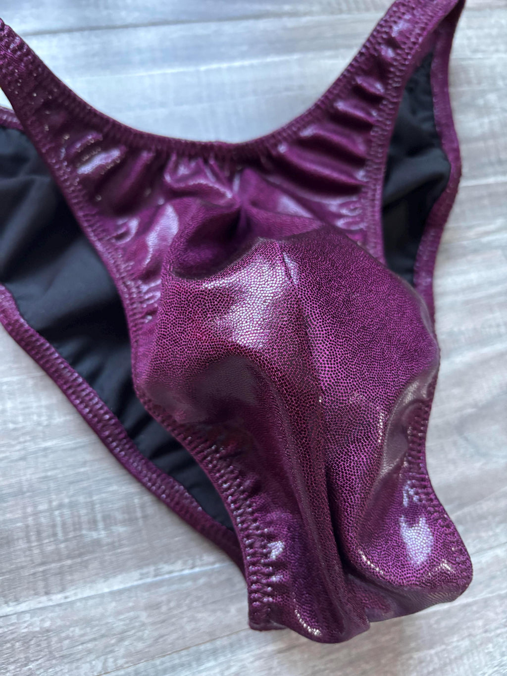Custom Men's Bodybuilding Competition Trunks - Burgundy Shimmer