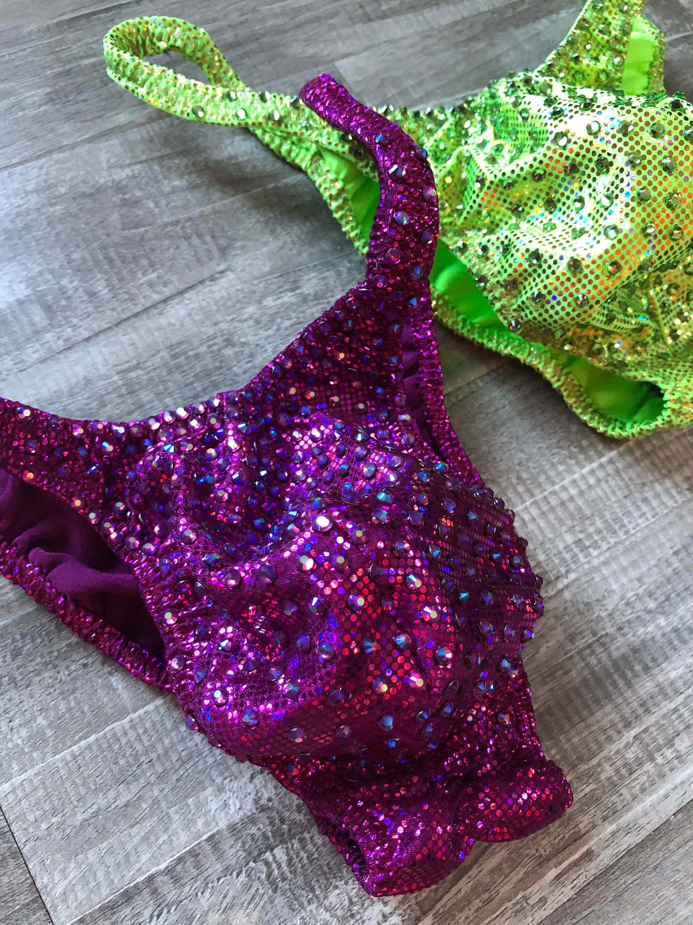 One Custom Men's Bodybuilding Posing Trunks - With Bling Crystal Rhinestones