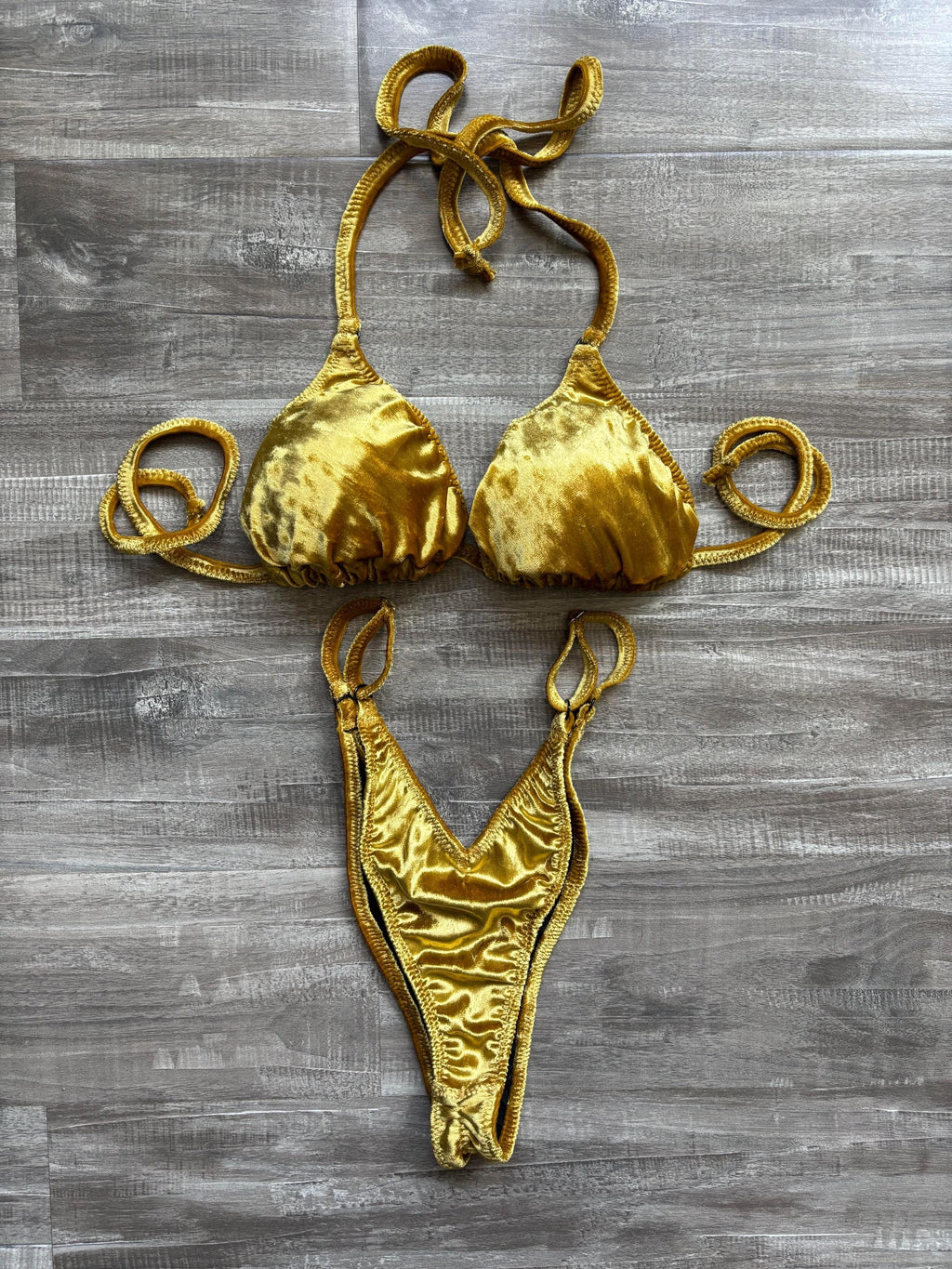 Practice Posing Suit - Gold Velvet