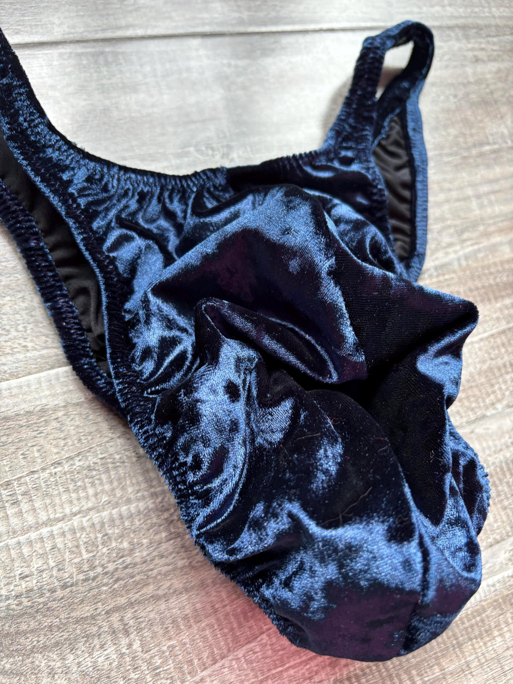 Custom Men's Bodybuilding Competition Trunks - Navy Blue Velvet