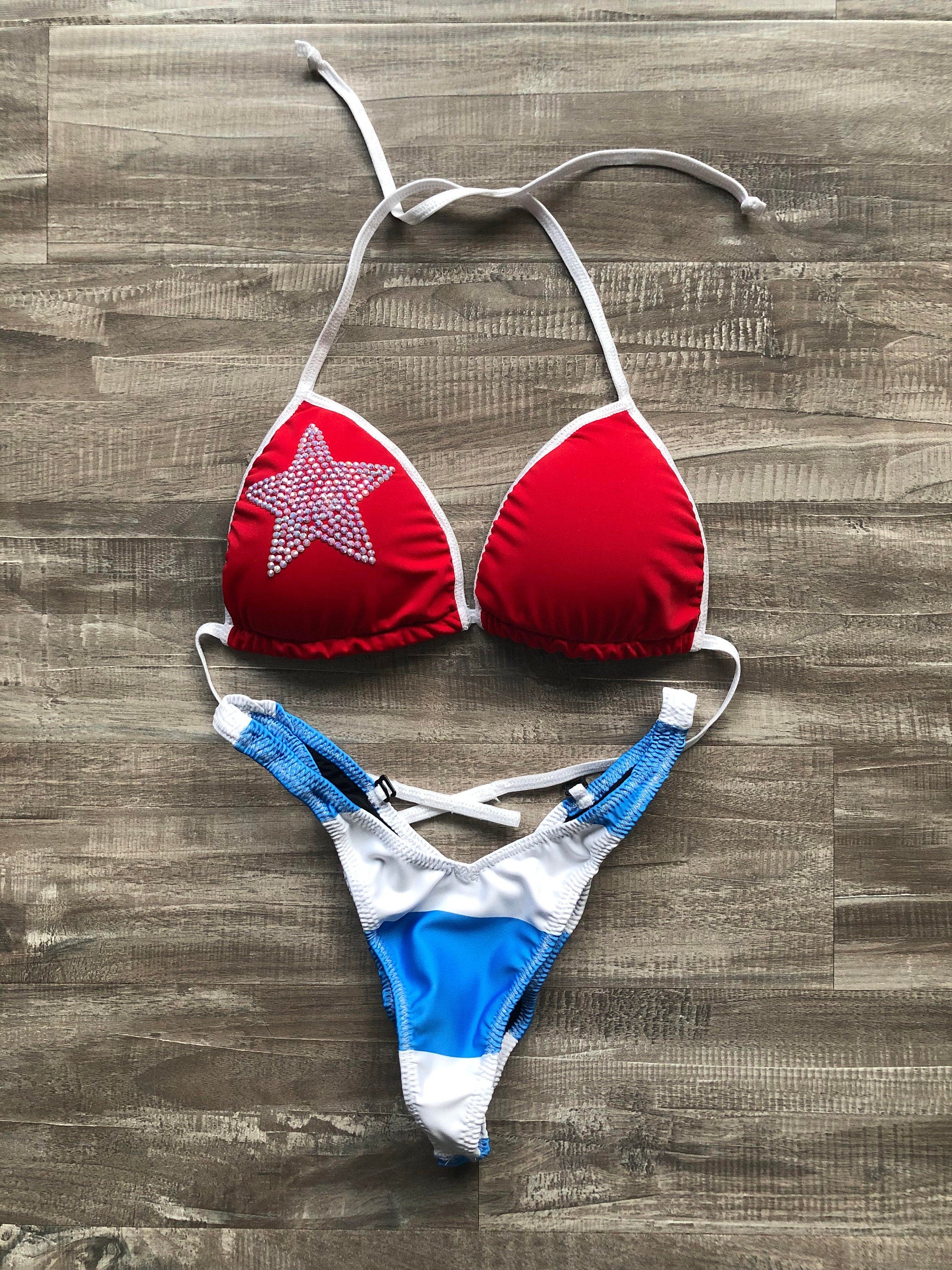 Practice Posing Suit - Cuban Flag With Bling