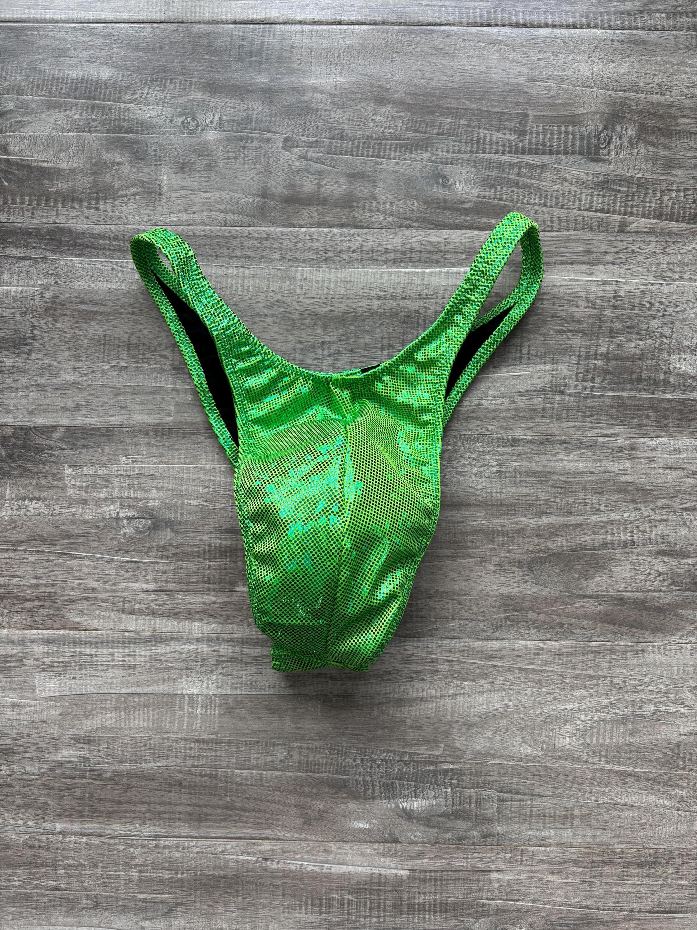 Custom Men's Bodybuilding Competition Trunks - Lime Green