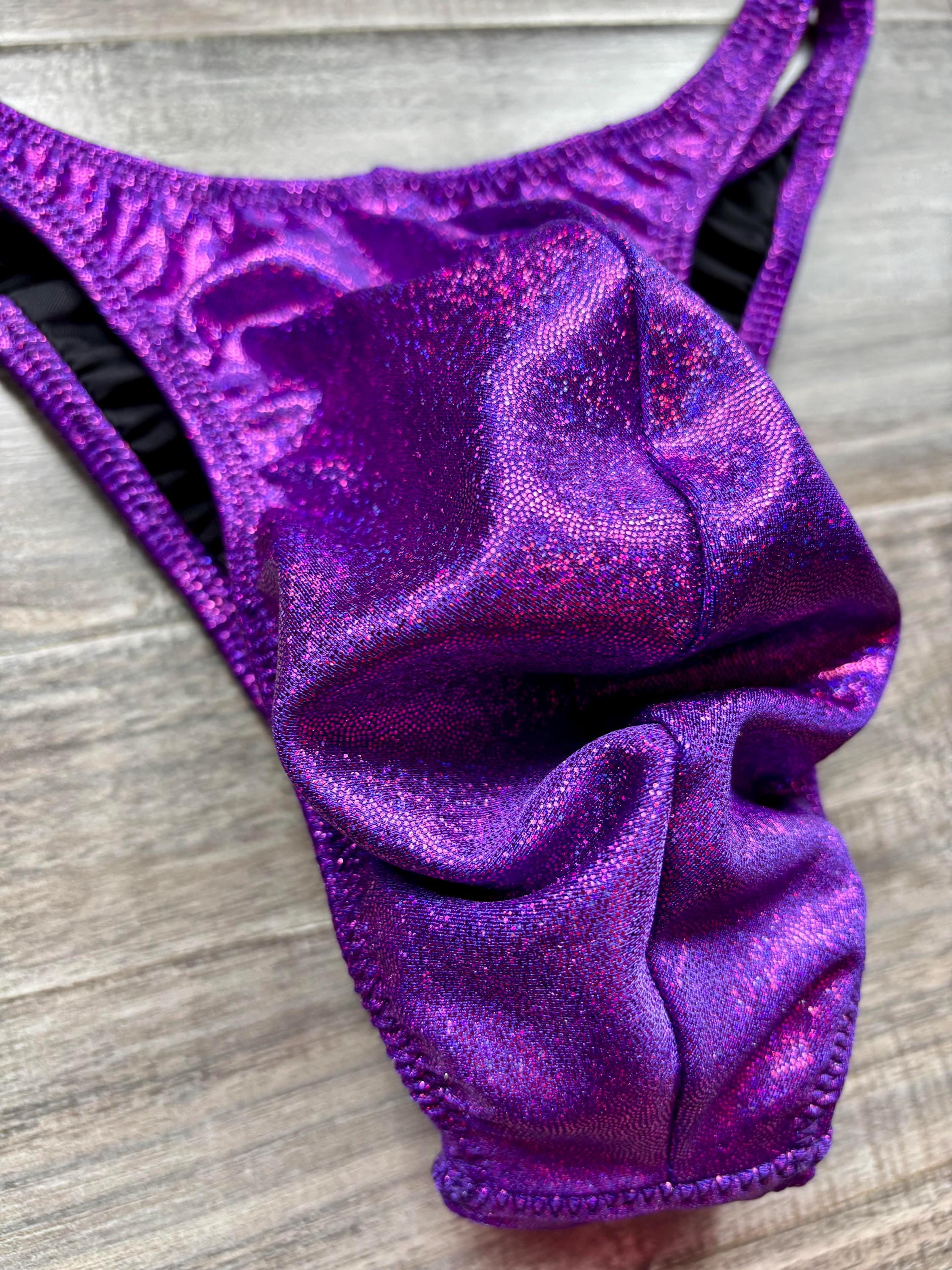 Custom Men's Bodybuilding Competition Trunks - Purple Fuchsia Spark