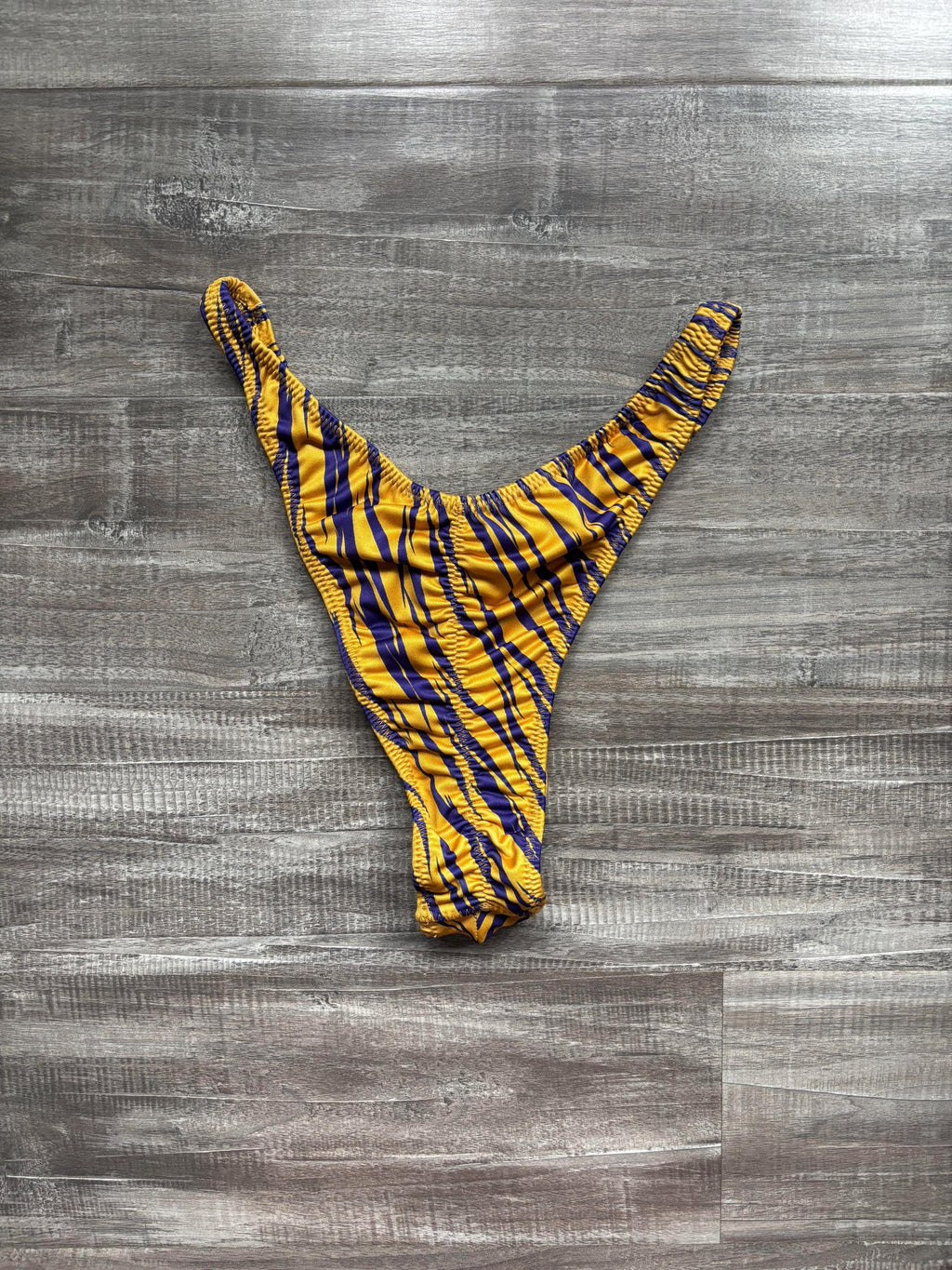 Custom Men's Bodybuilding Competition Trunks - LSU Gold & Purple Tiger Stripes