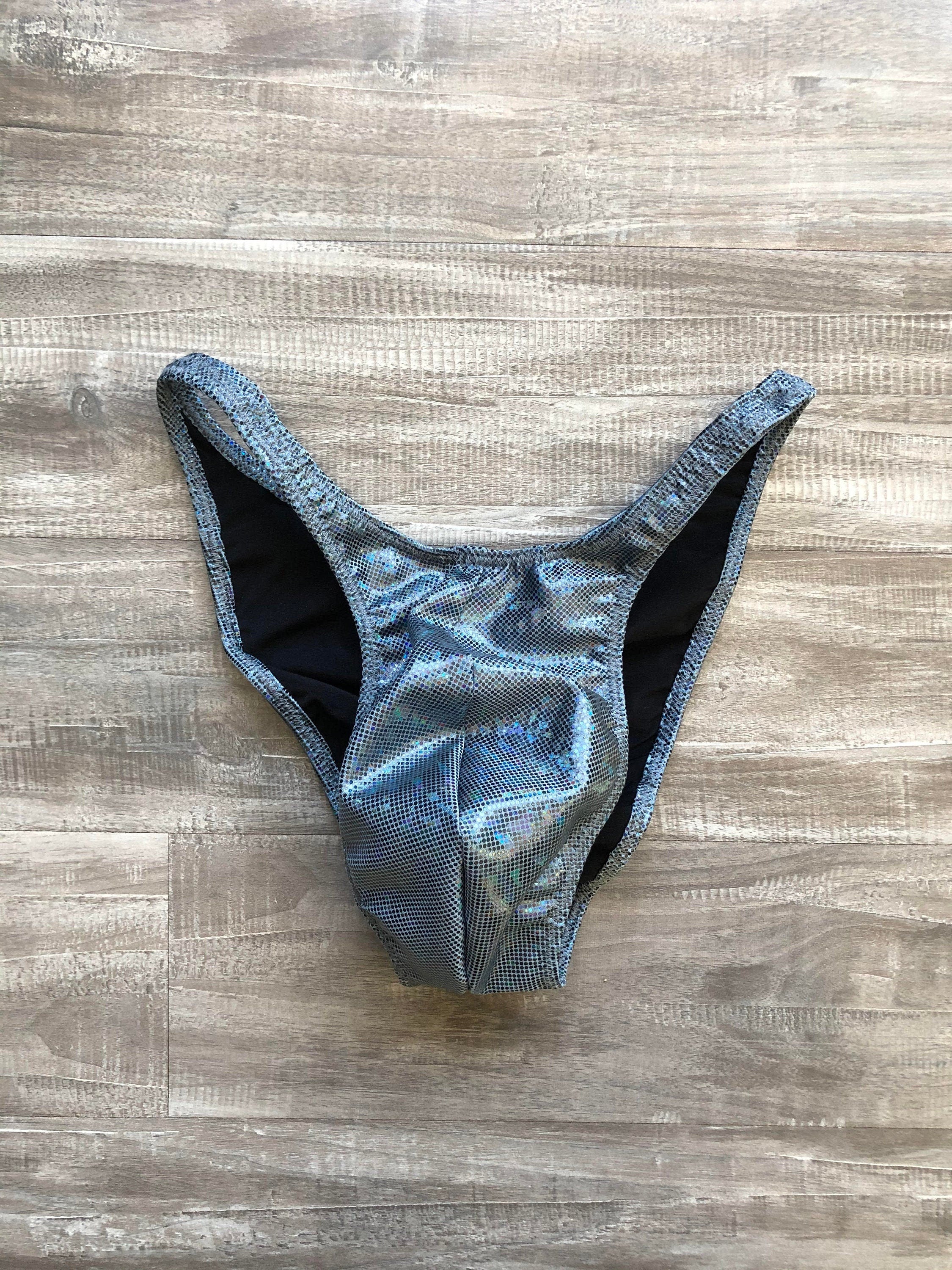 Custom Men's Bodybuilding Competition Trunks - Grey Hologram