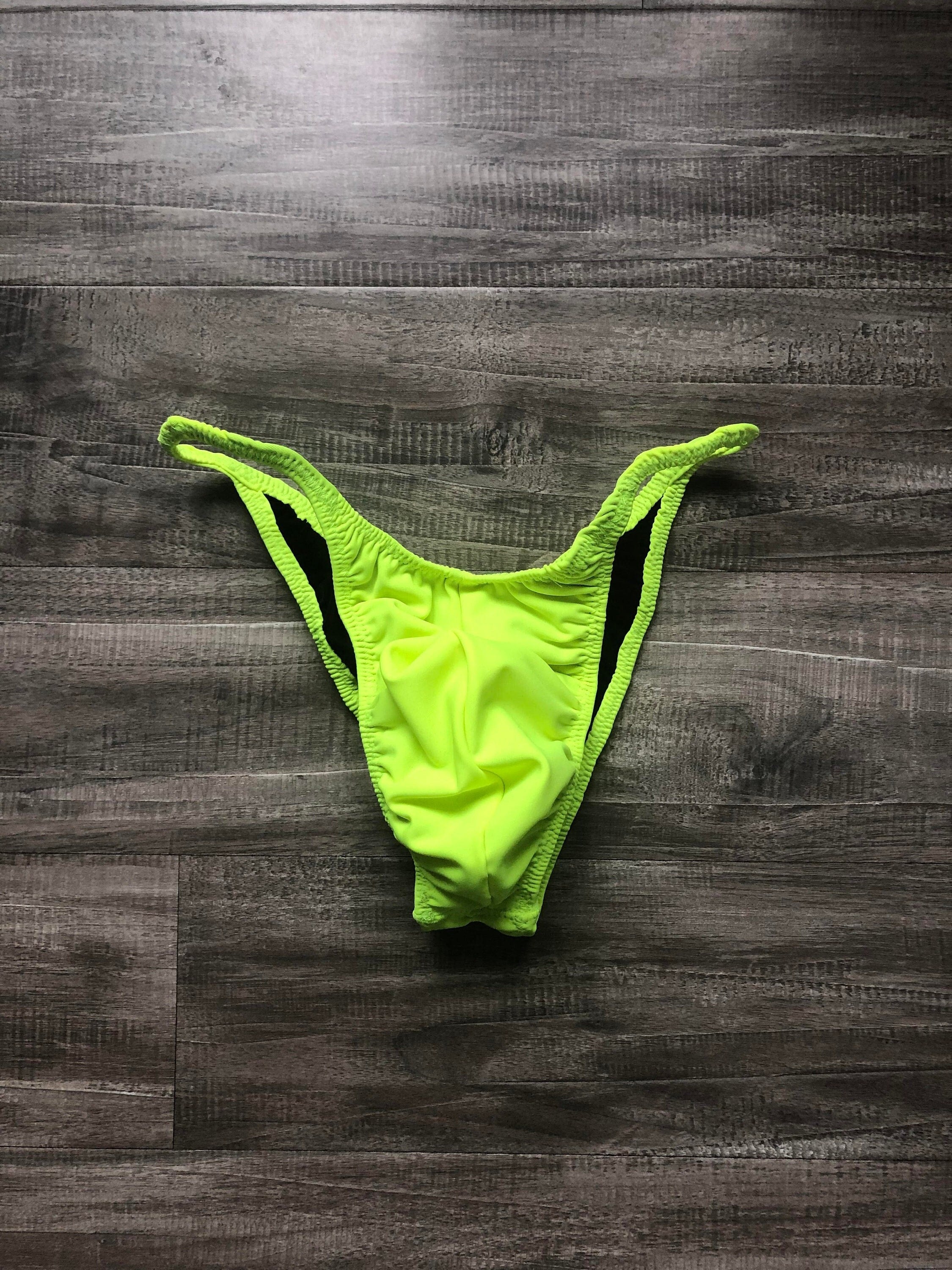 Custom Men's Bodybuilding Competition Trunks - Matte Neon Yellow