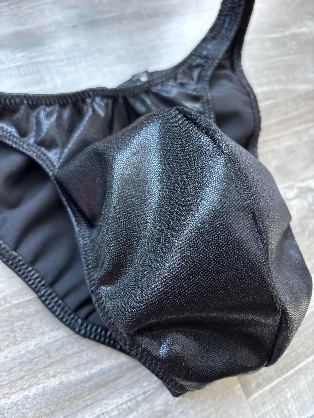 Custom Men's Bodybuilding Competition Trunks - Black Shimmer