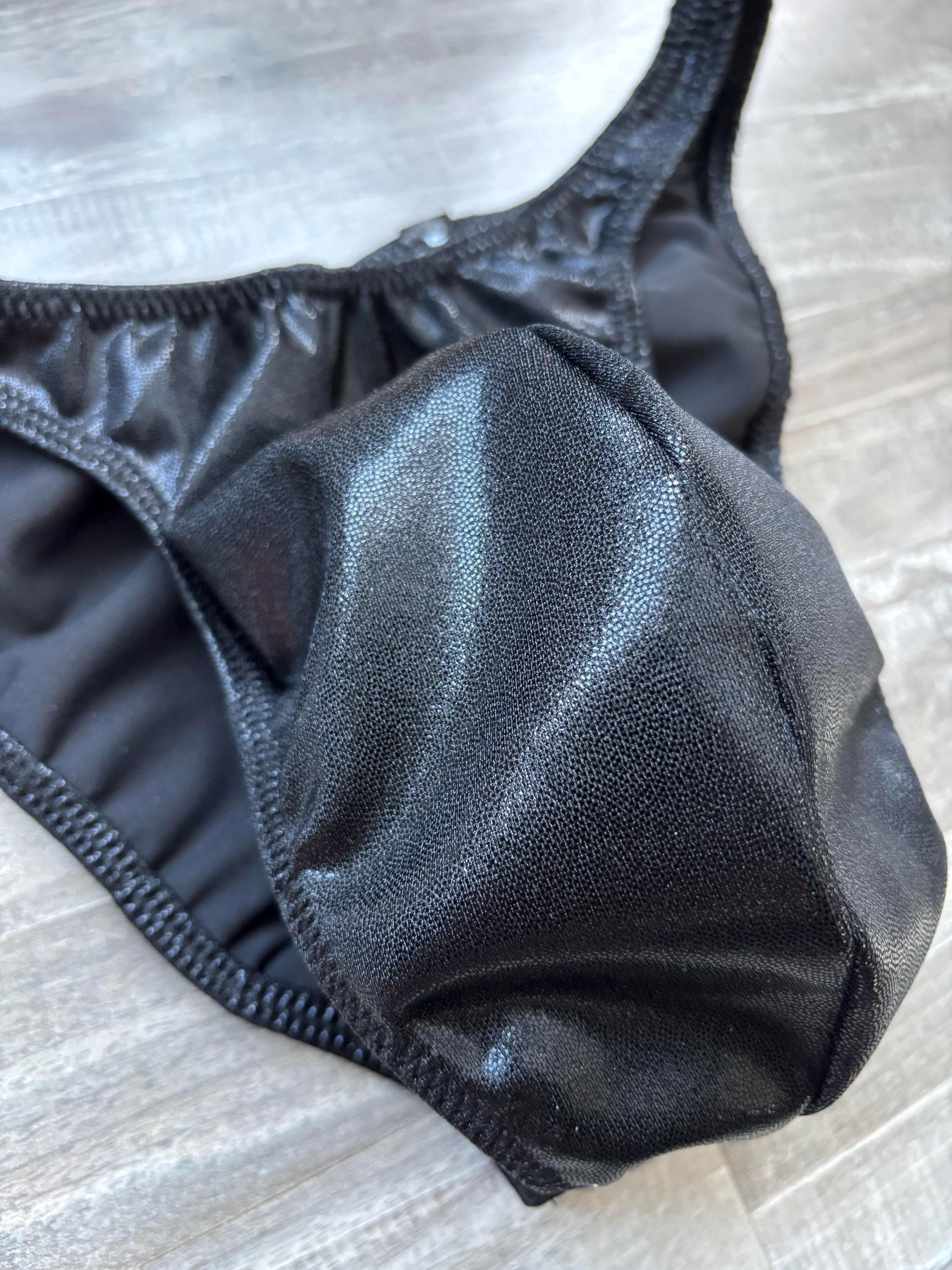 Custom Men's Bodybuilding Competition Trunks - Black Shimmer