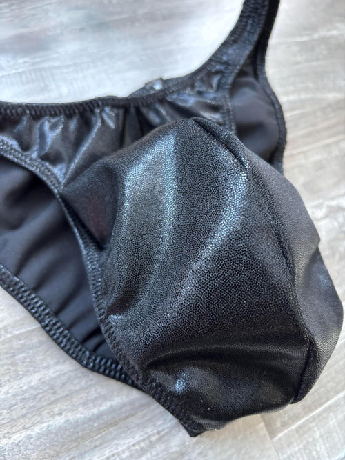 Custom Men's Bodybuilding Competition Trunks - Black Shimmer