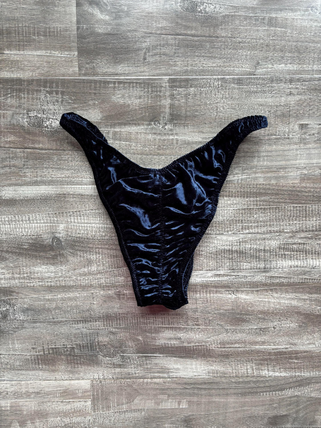 Custom Men's Bodybuilding Competition Trunks - Navy Blue Velvet