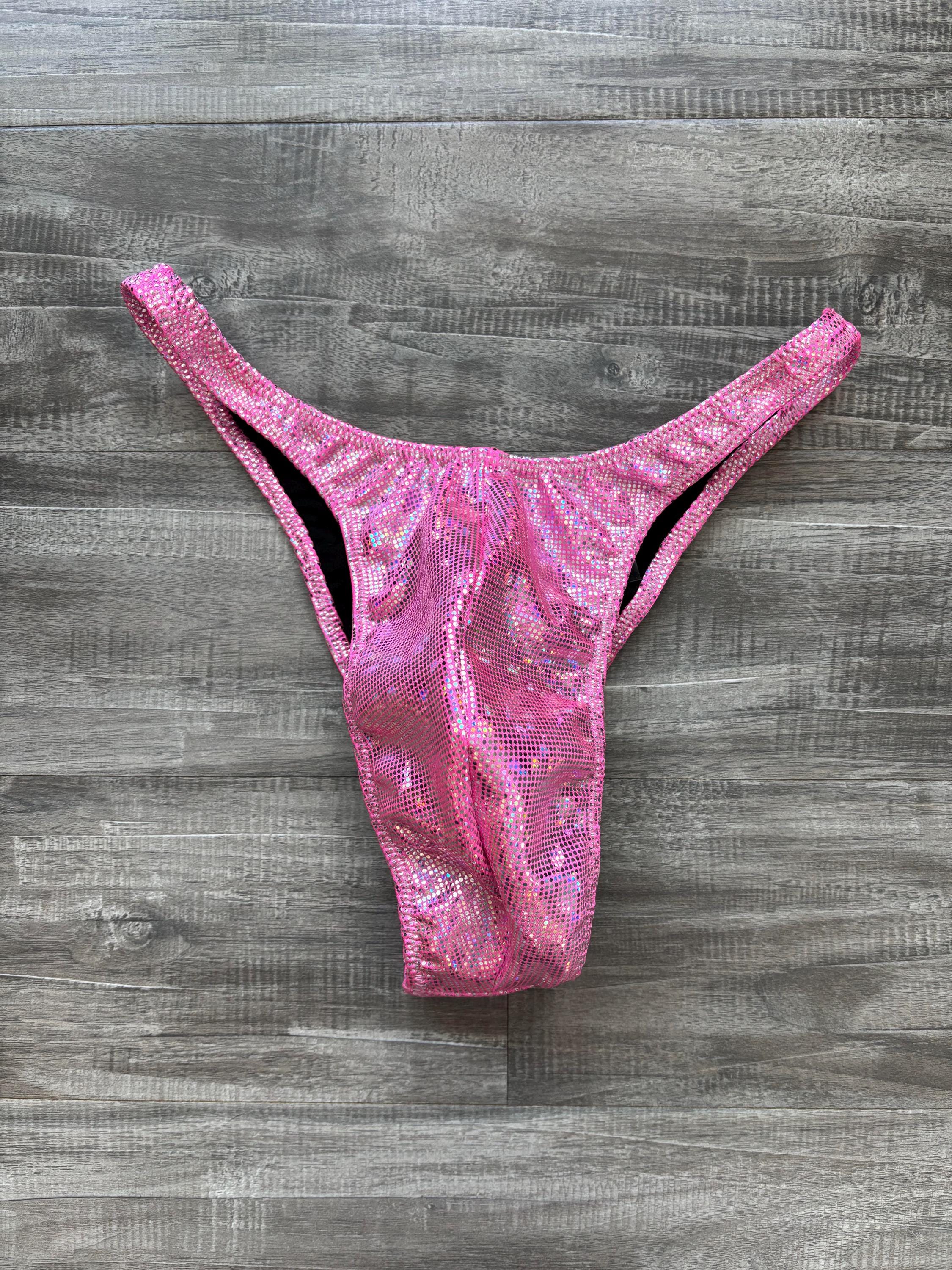 Custom Men's Bodybuilding Competition Trunks - Silver Pink