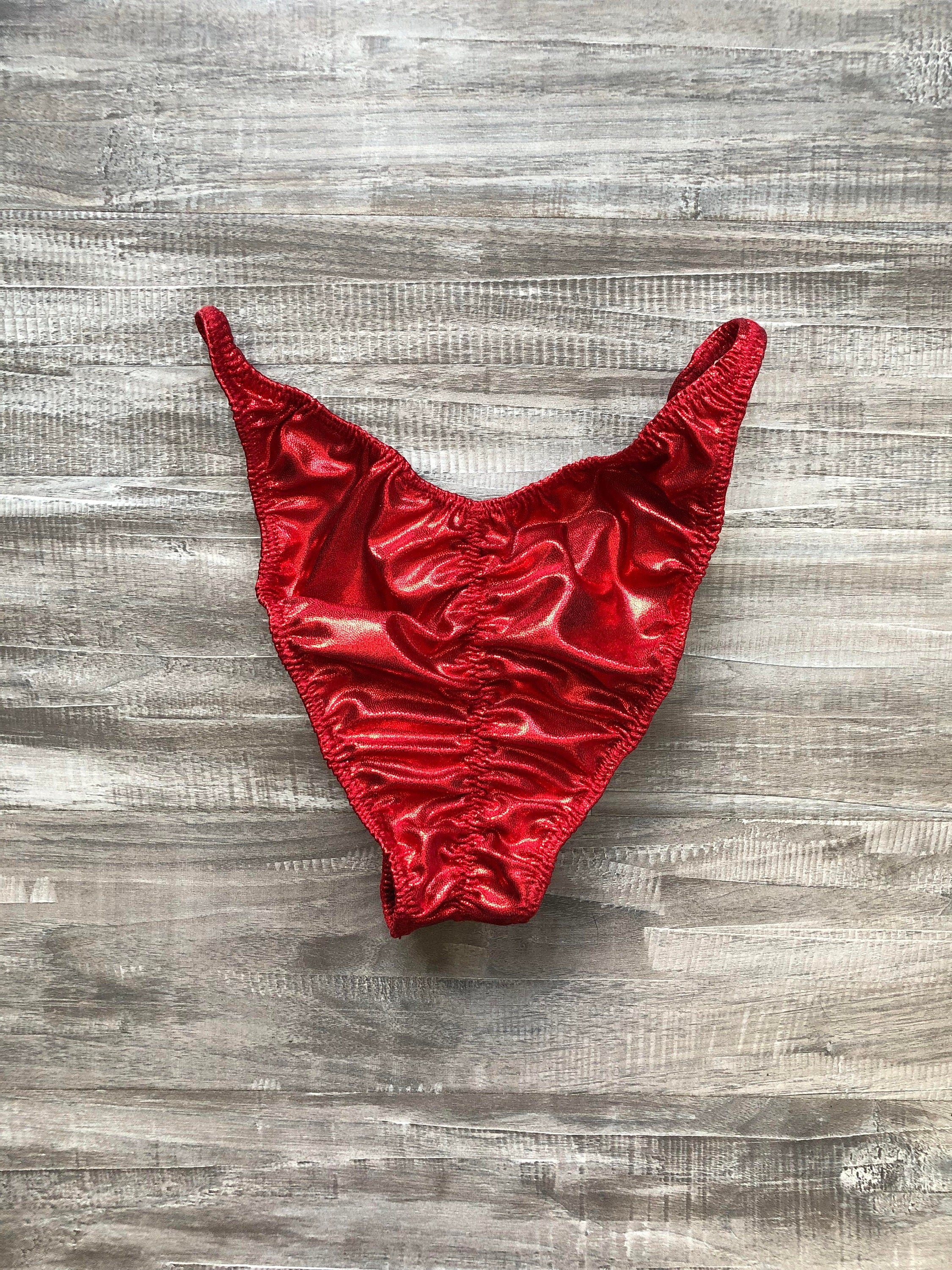 Custom Men's Bodybuilding Competition Trunks - Red Shimmer