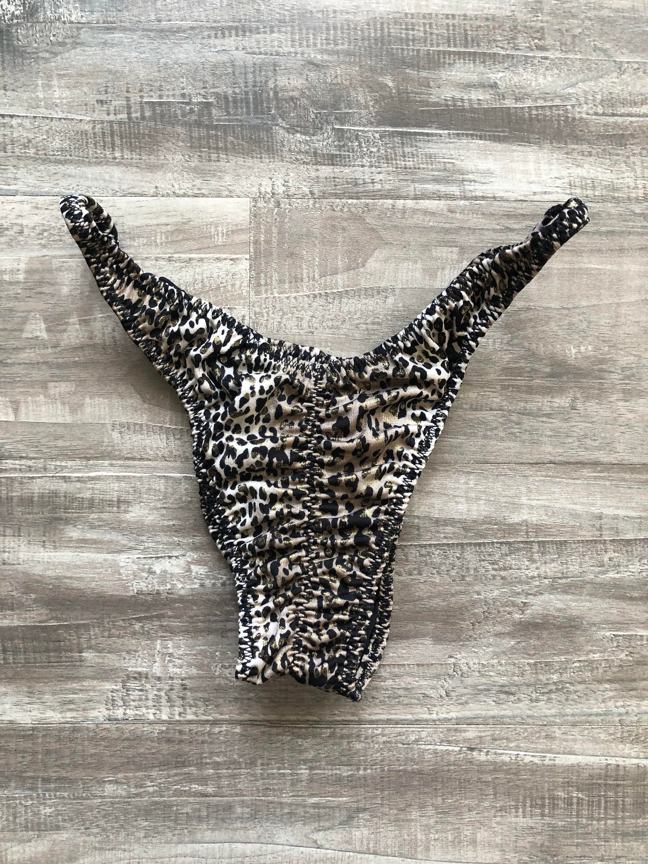 Custom Men's Bodybuilding Competition Trunks - Leopard Print