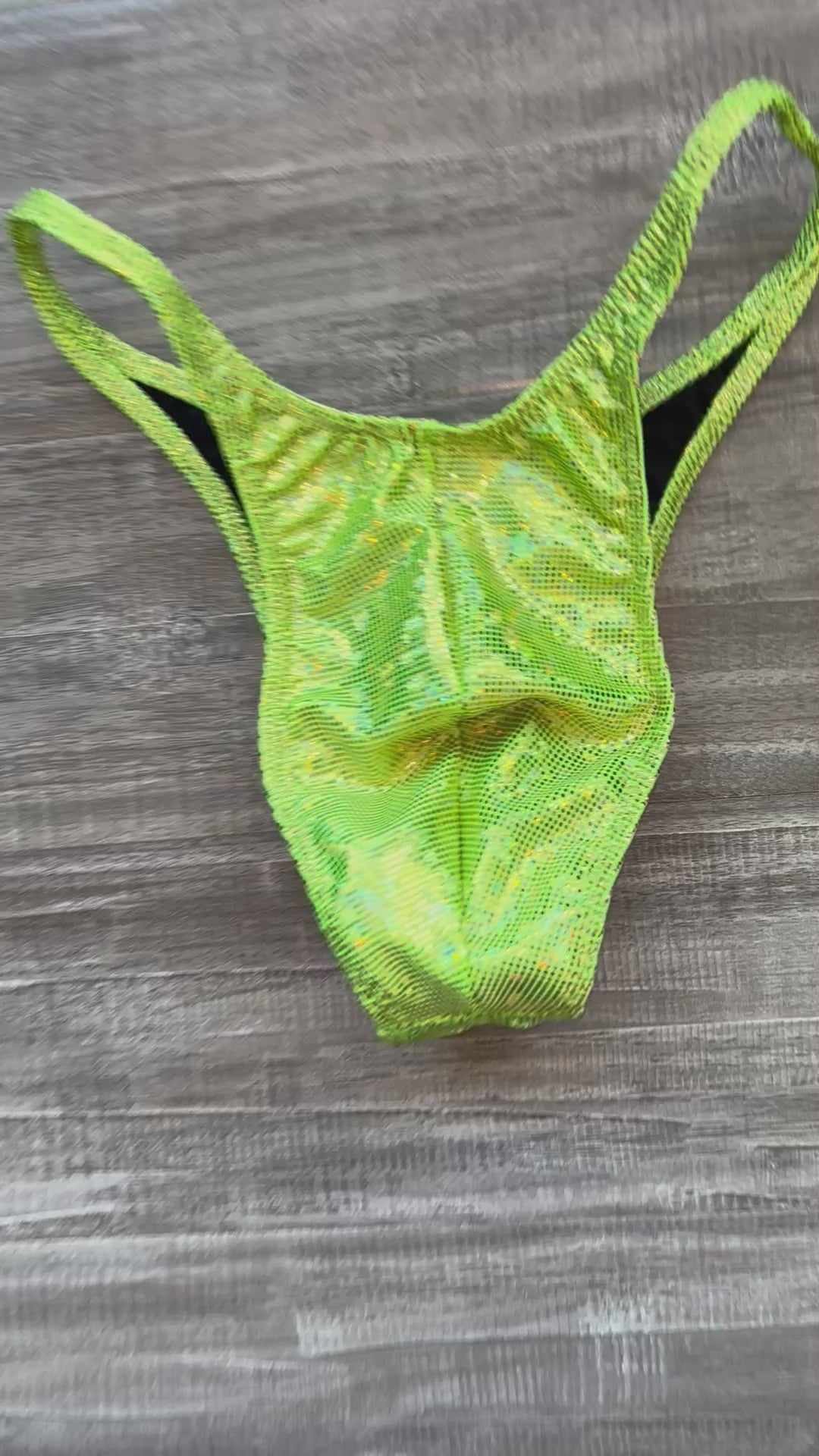 Custom Men's Bodybuilding Competition Trunks - Lemon Lime Green