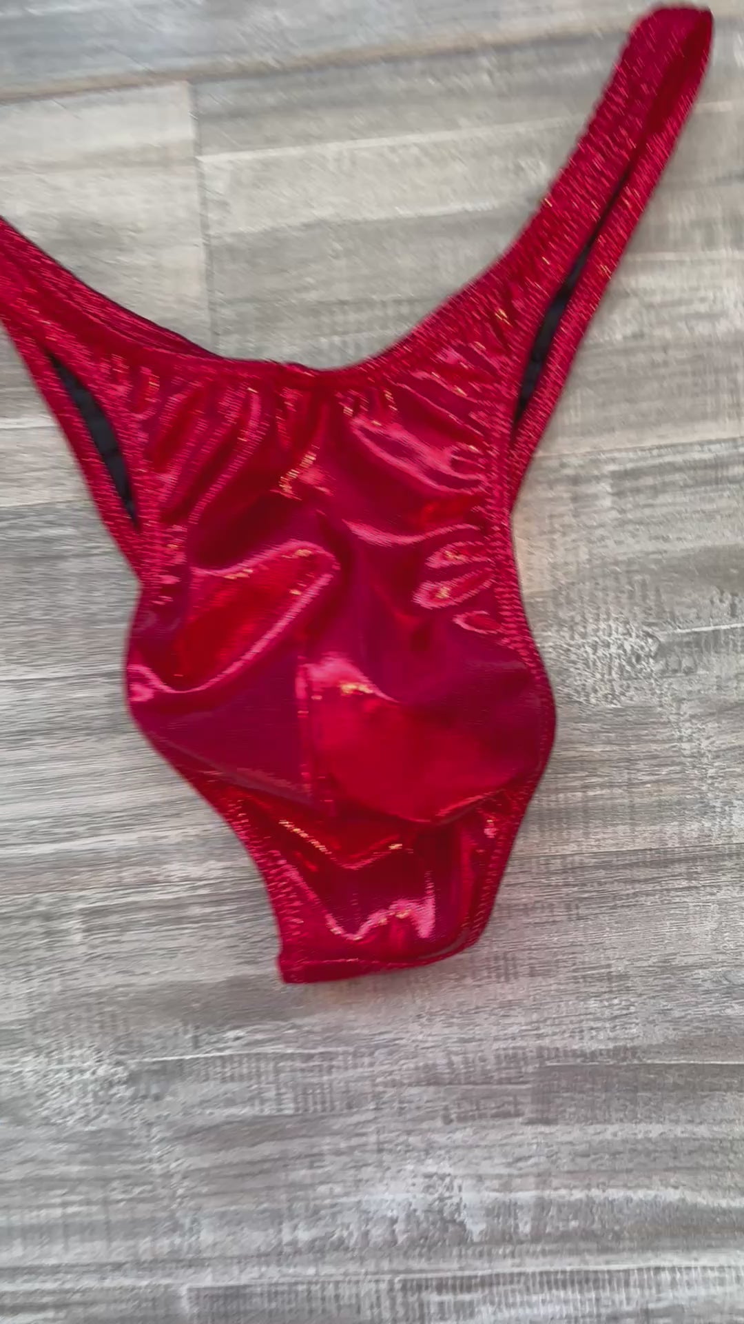 Custom Men's Bodybuilding Competition Trunks - Red Shimmer