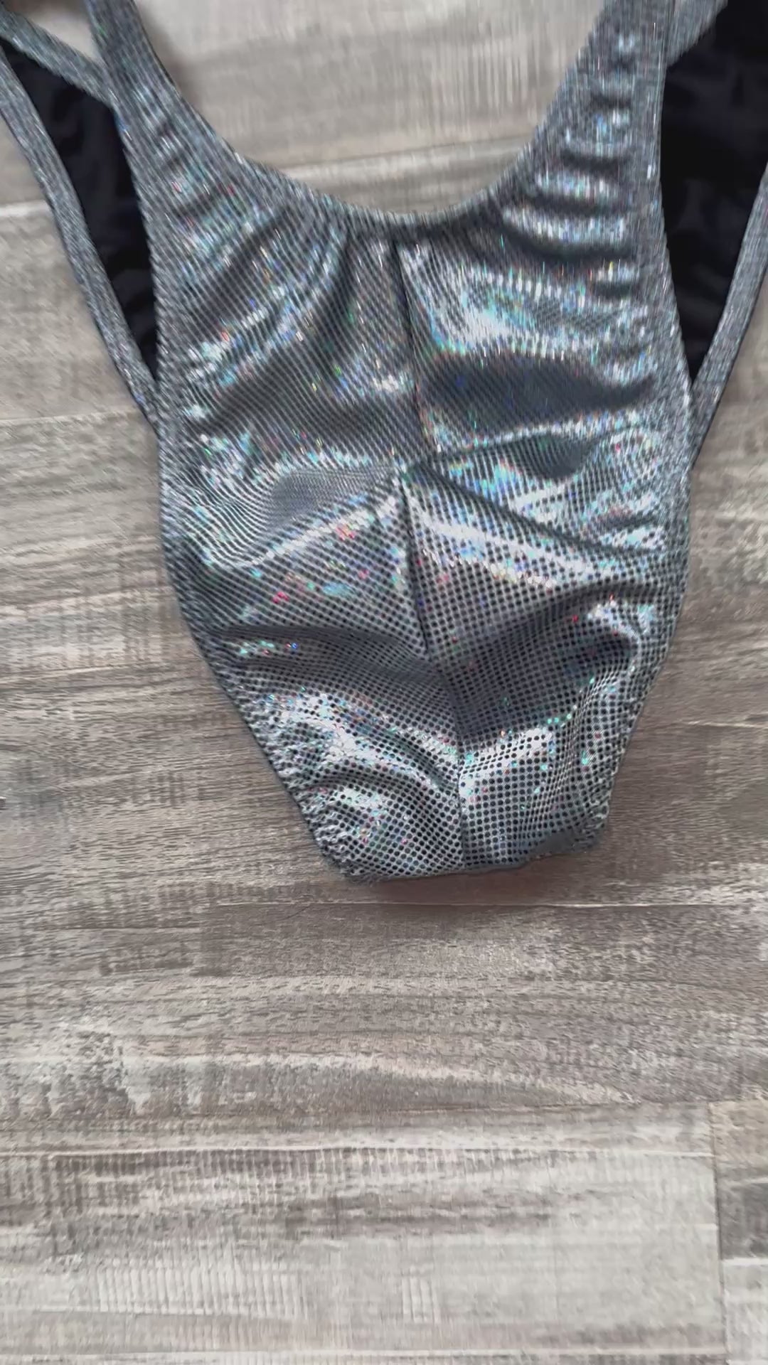 Custom Men's Bodybuilding Competition Trunks - Grey Hologram