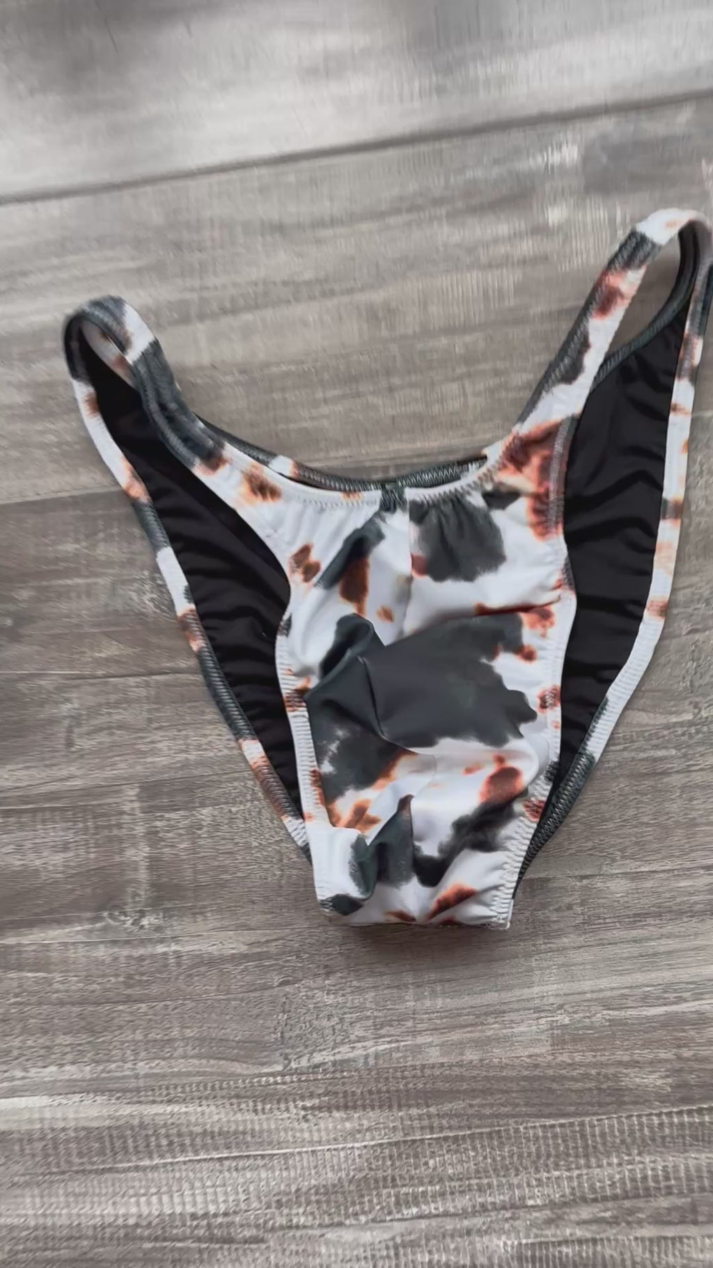 Custom Men's Bodybuilding Competition Trunks - Black & Brown Cow Print