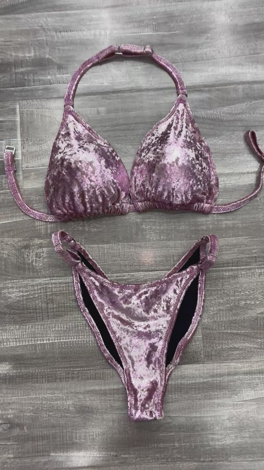Fit Model Custom Competition Suit - Baby Pink Distressed Velvet