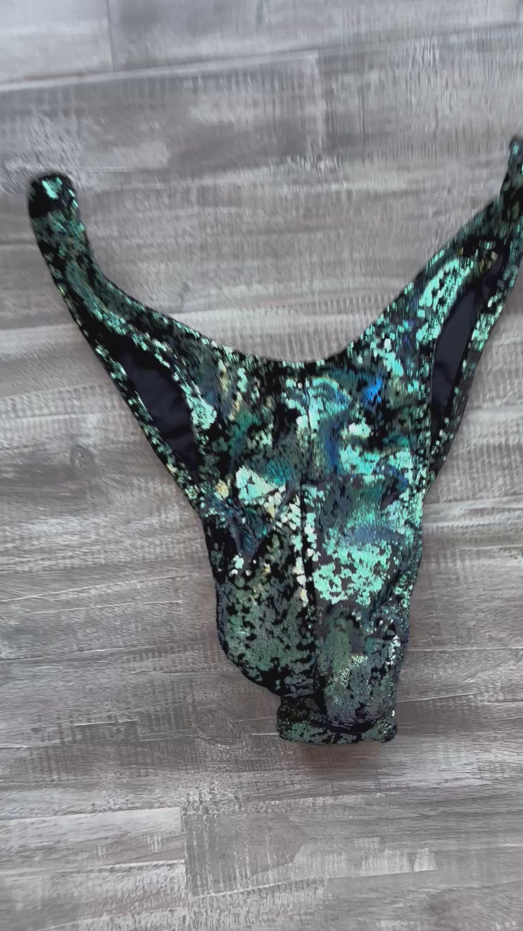 Custom Men's Bodybuilding Competition Trunks - Teal Distressed Velvet