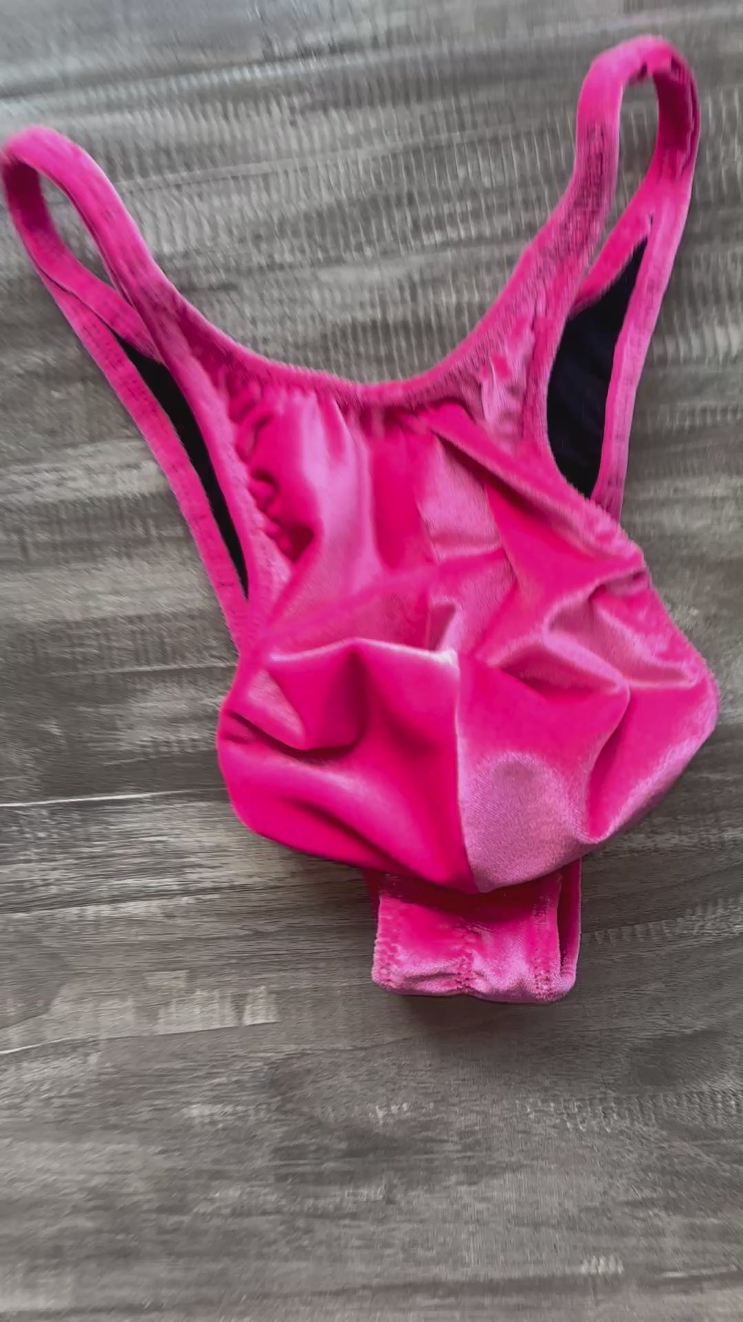 Custom Men's Bodybuilding Competition Trunks - Neon Pink Velvet